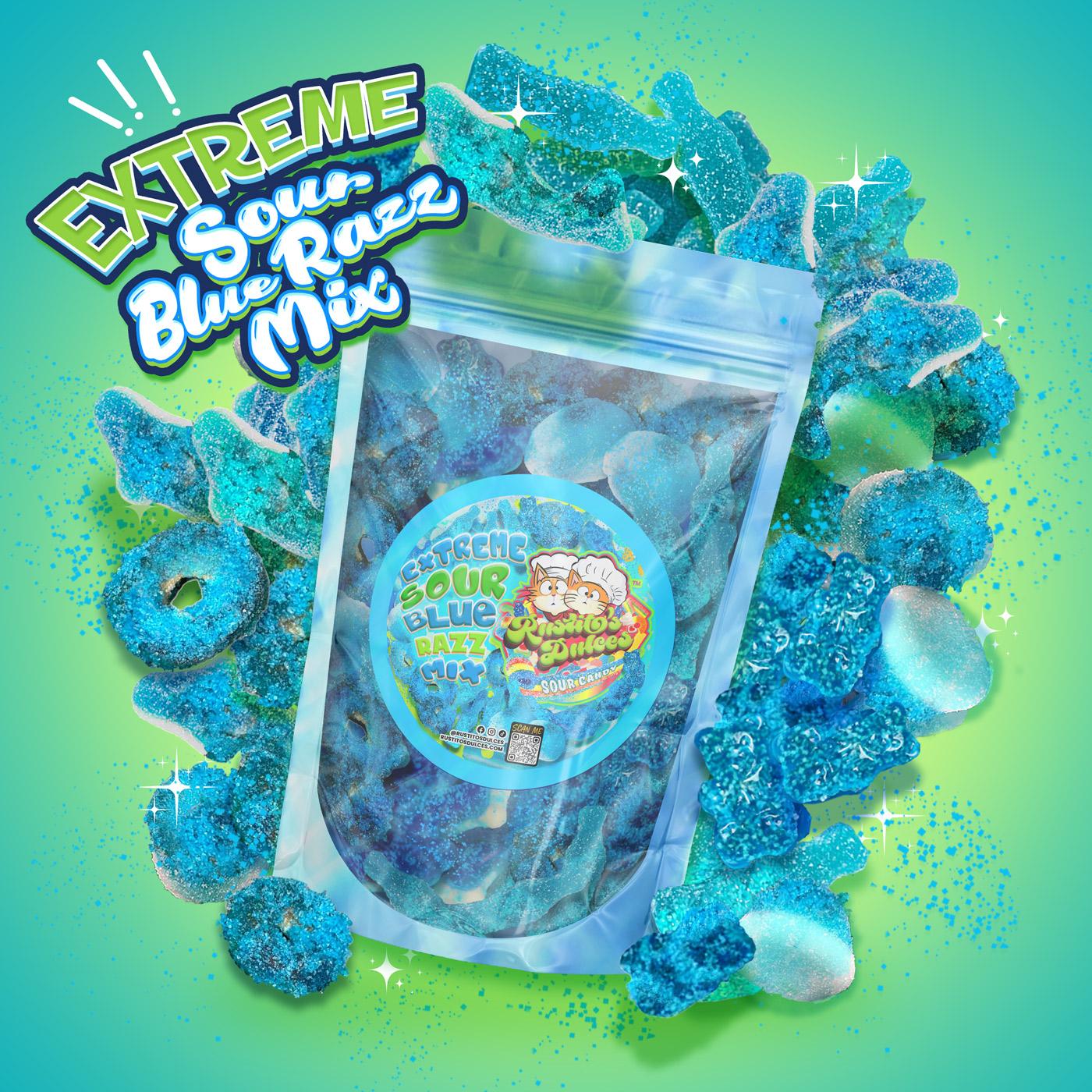 Extreme Sour Blue Razz Gummy Mix - Bold, Blue, and Brutally