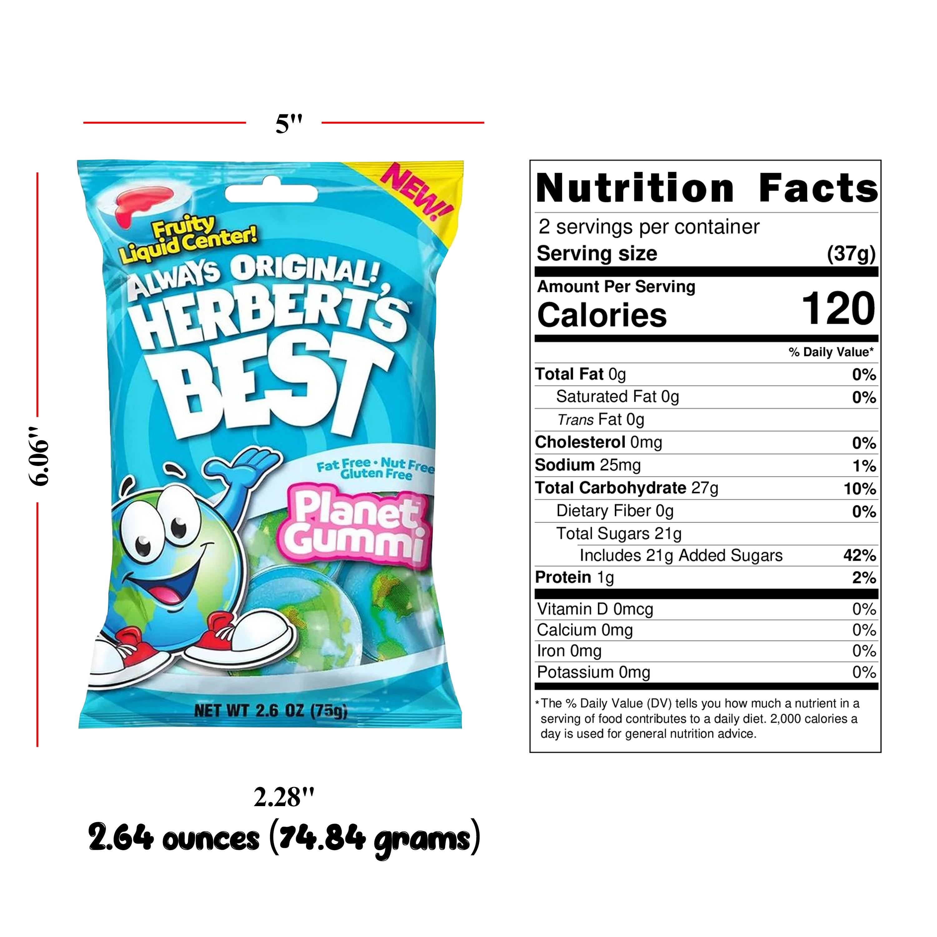 Herbert's Best Planet Gummi Candy - Fruity Liquid Center A Deliciously Fun Viral Candy Treat for All Ages