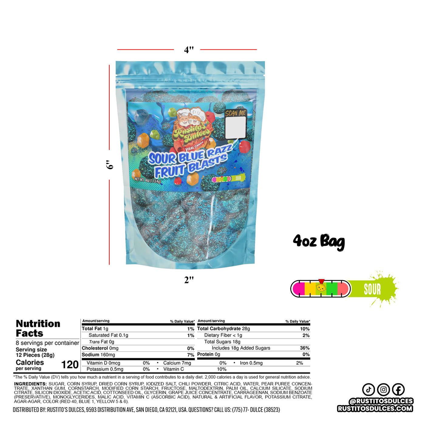 Sour Blue Razz Fruit Blasts Gushers Enchilados Viral Tangy, Sweet, Sour and Irresistibly Delicious Treats Gummy Candy Snack