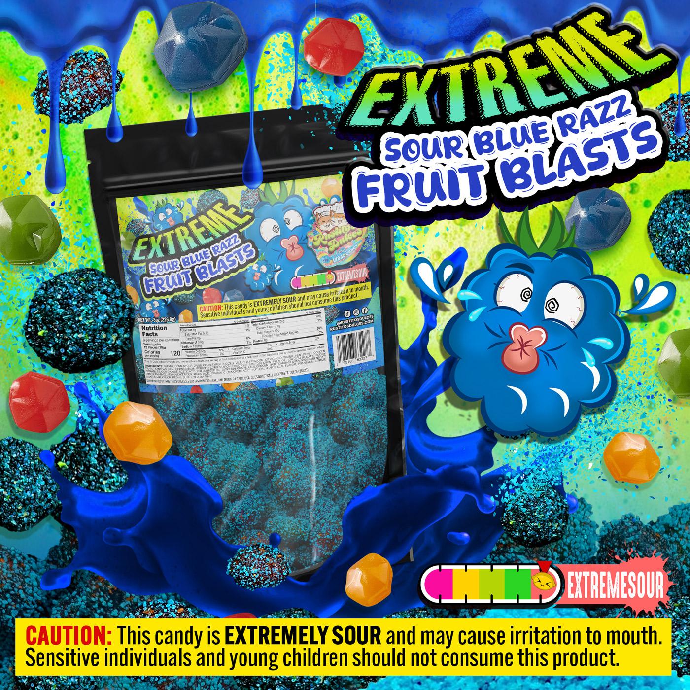 Extreme Sour Blue Razz Fruit Blasts Gushers Enchilados A Tangy Adventure for Your Taste Buds Candy Sweet