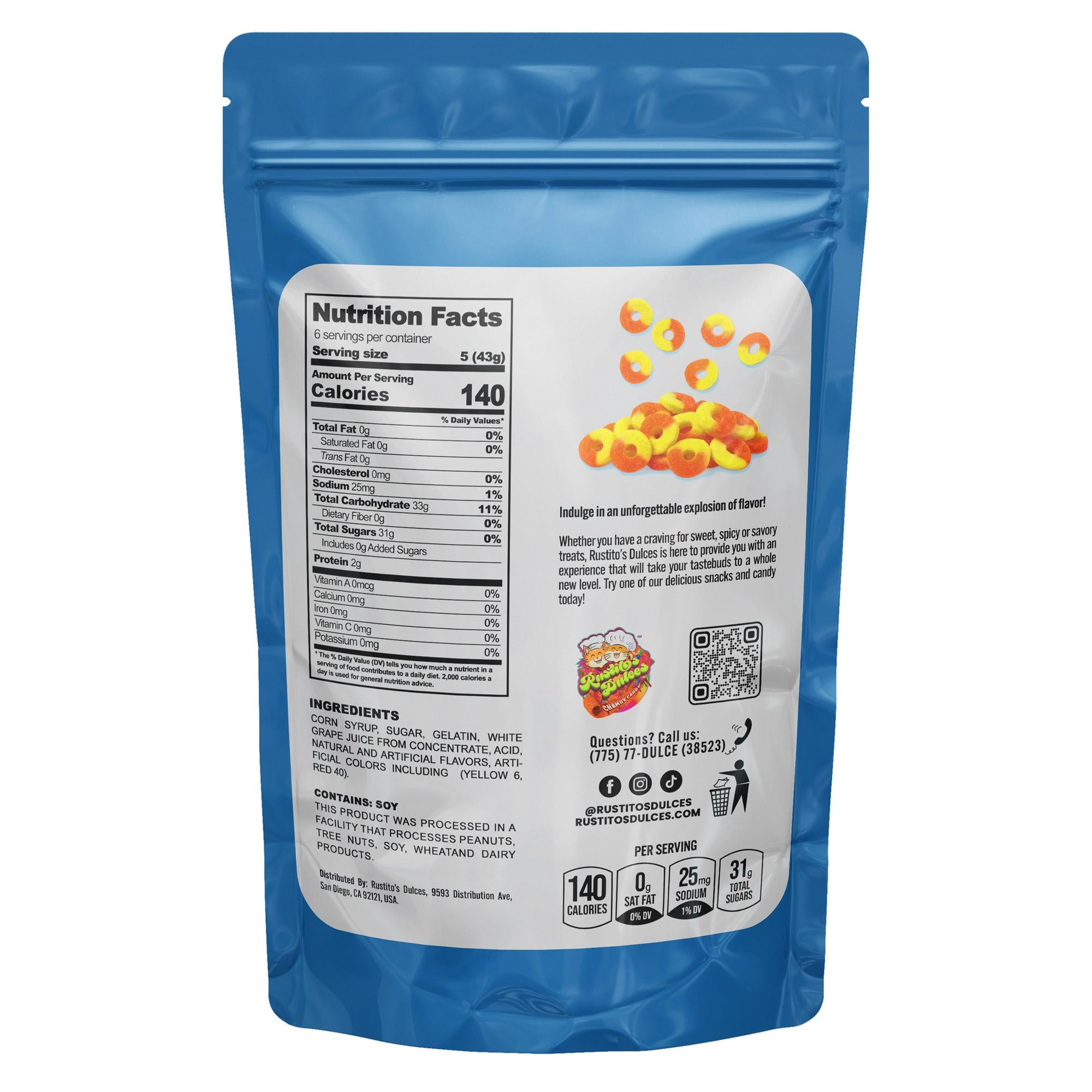 Freeze-Dried Peach Rings - Irresistible Sweet & Crunchy Treats Traditional Peach Fruit Flavor Candy in a 2oz Bag
