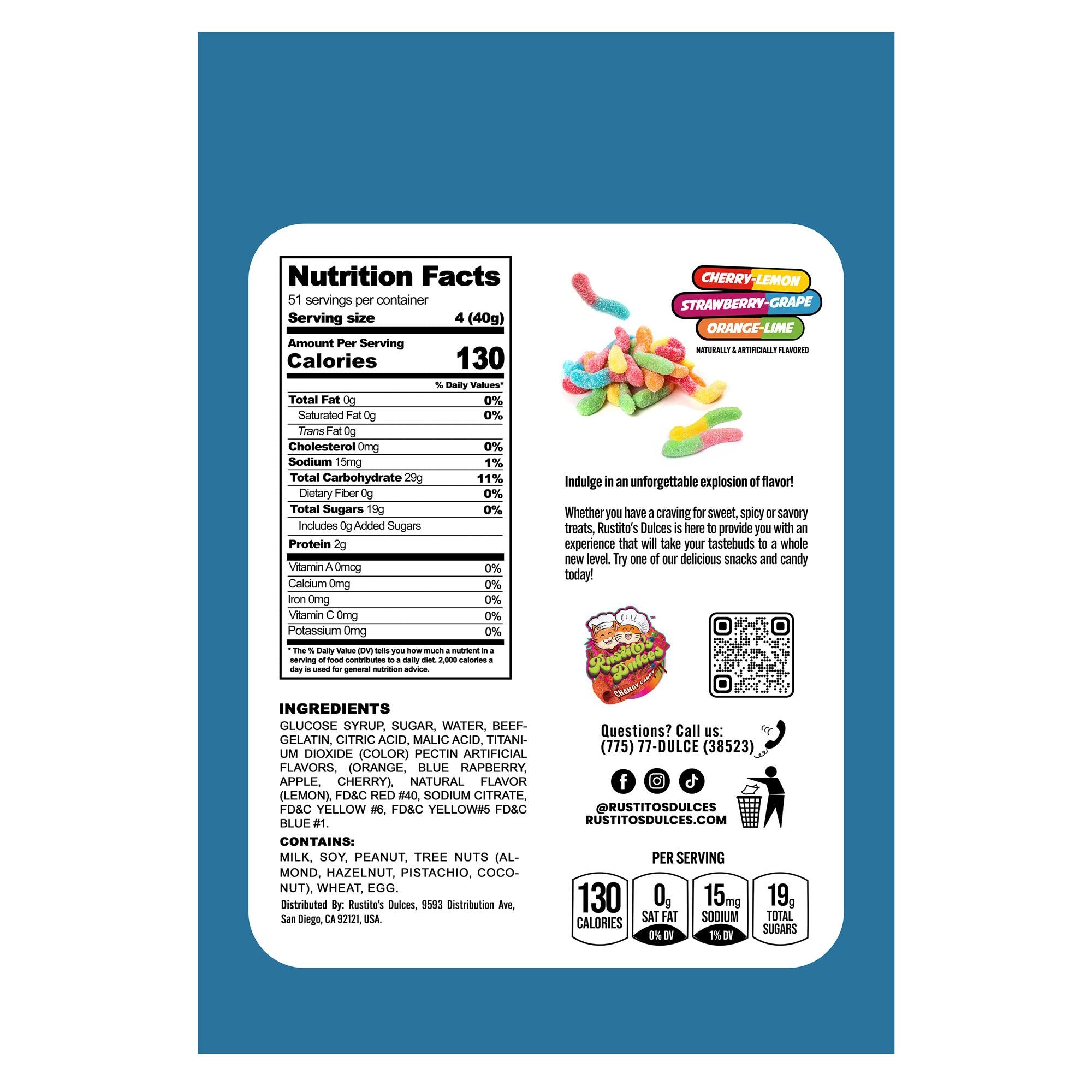 Freeze-Dried Neon Sour Worms 2oz Bag sour candies