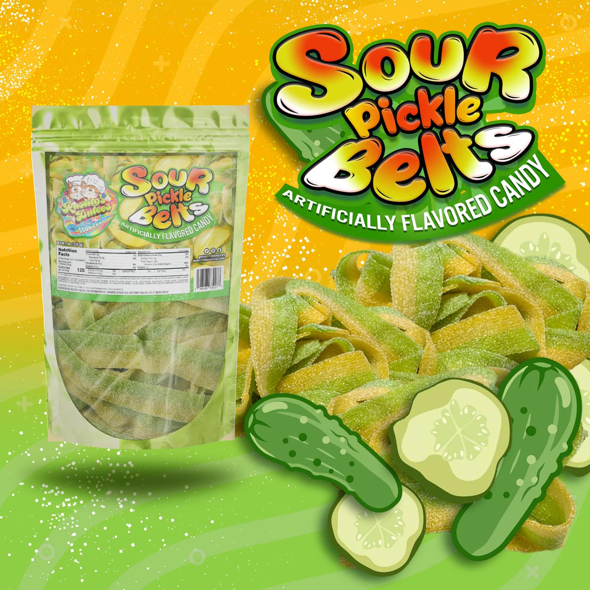 Sour Pickle Belts - The Ultimate Tangy Candy Obsession for Pickle Lovers Chewy Flavor Snack