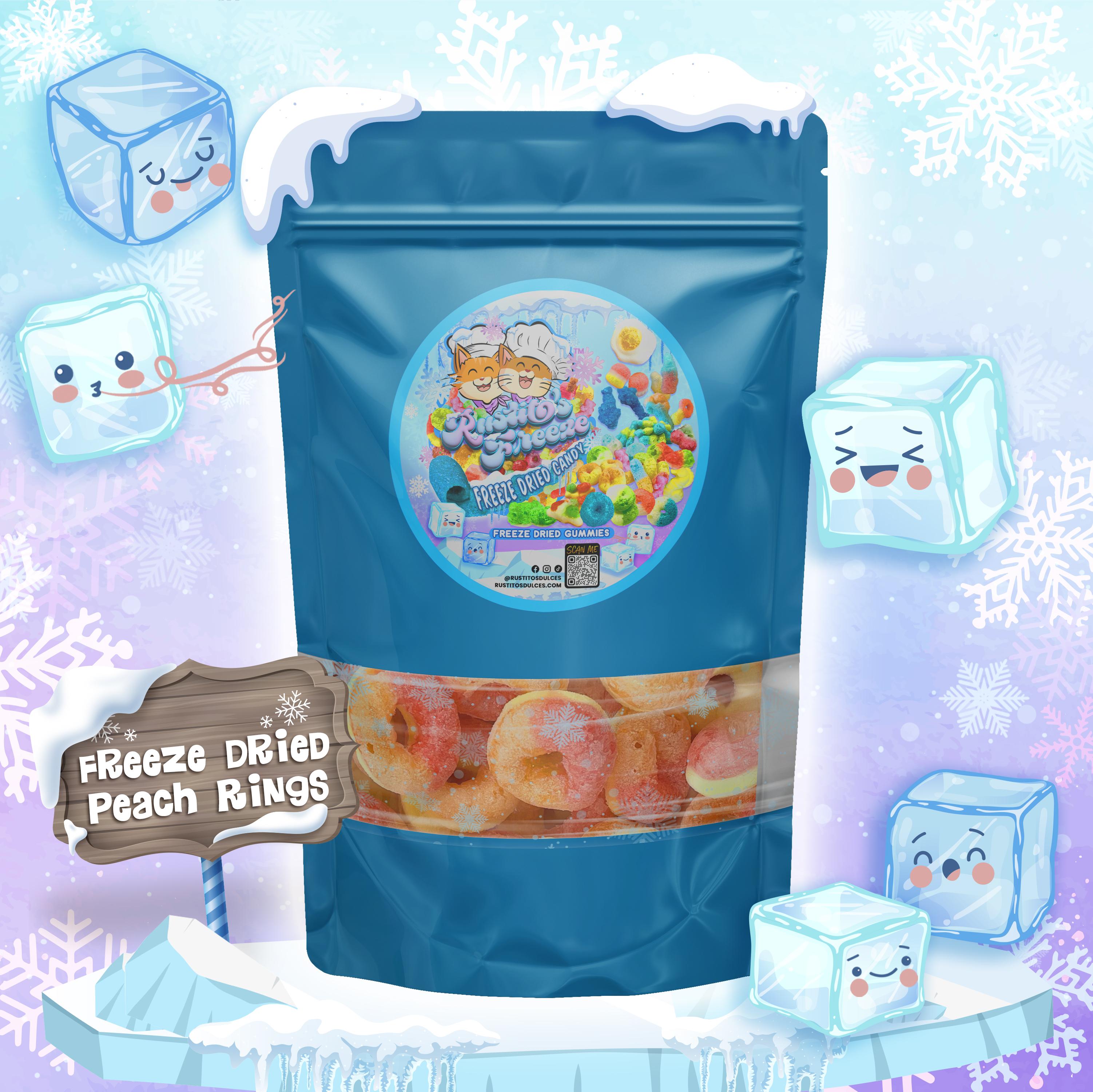 Freeze-Dried Peach Rings - Irresistible Sweet & Crunchy Treats Traditional Peach Fruit Flavor Candy in a 2oz Bag