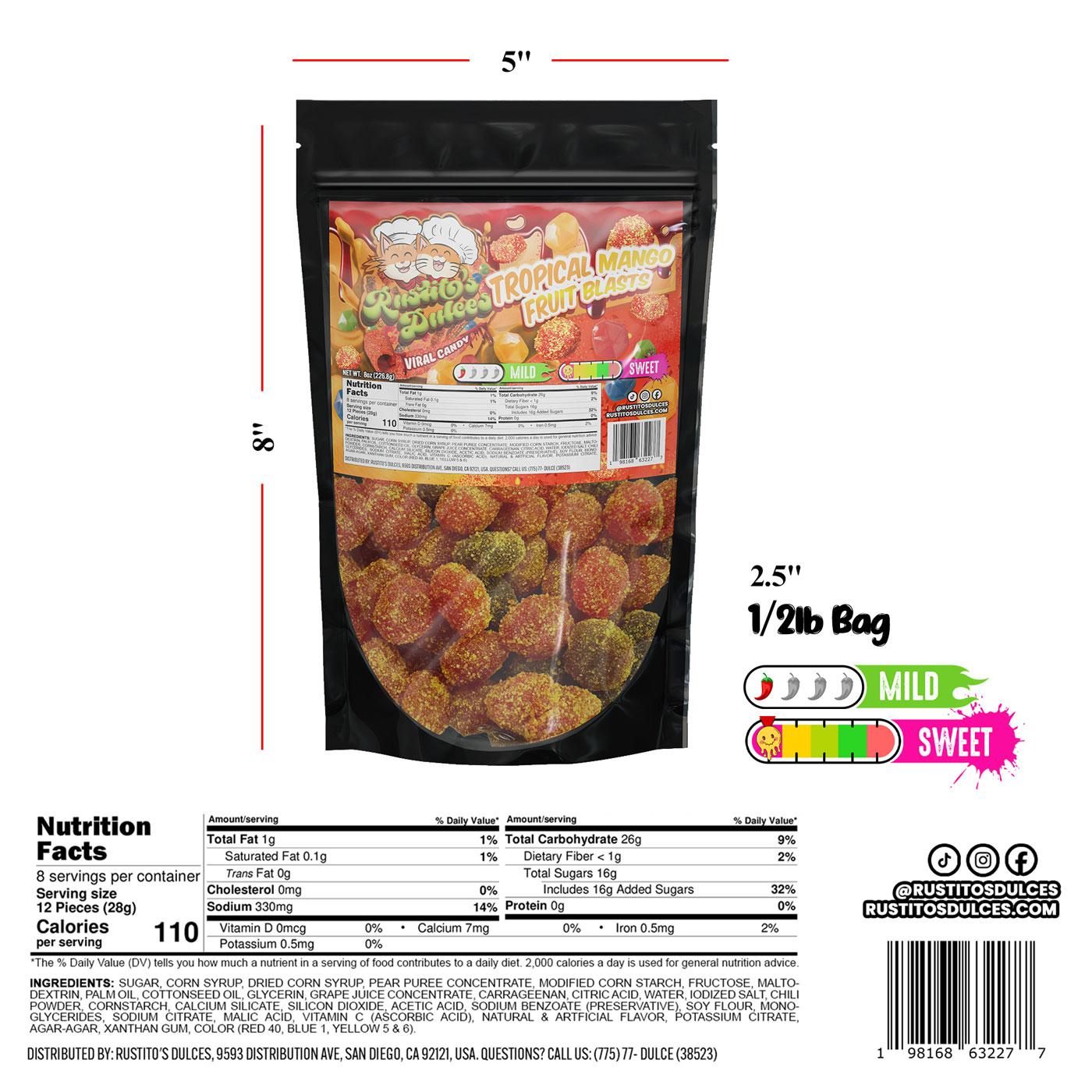Tropical Mango Fruit Blasts Enchilados - Sweet & Spicy Treats for a Flavorful Fiesta Snack Candy