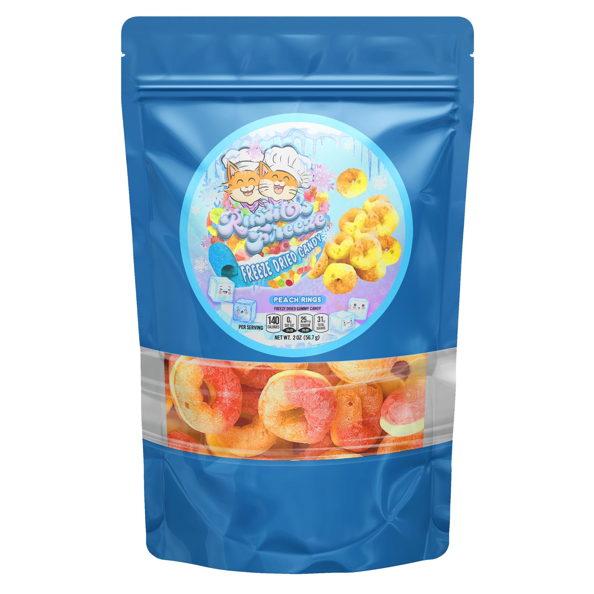 Freeze-Dried Peach Rings - Irresistible Sweet & Crunchy Treats Traditional Peach Fruit Flavor Candy in a 2oz Bag