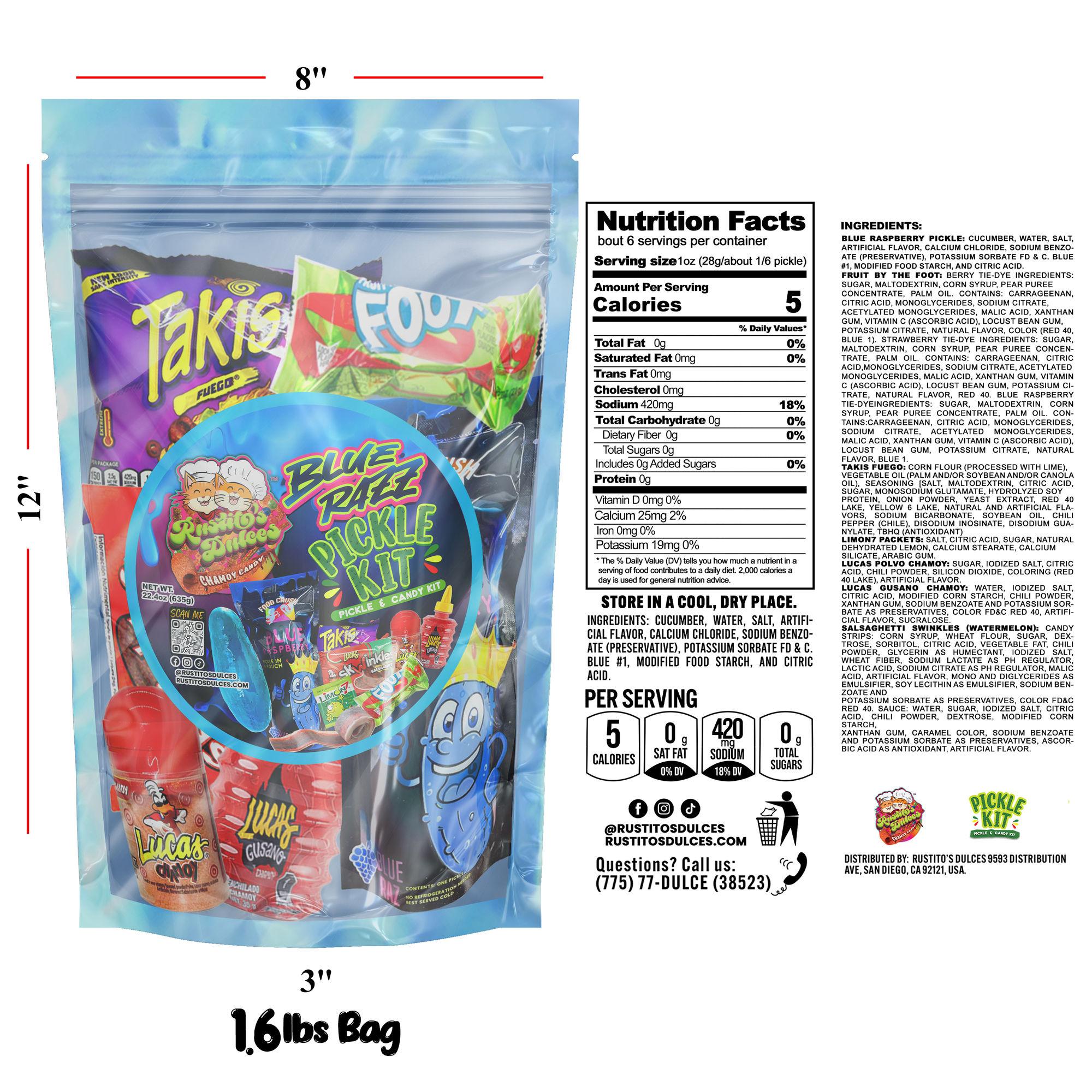 Blue Razz Pickle Kit - 7pc Sweet & Sour Blue Raspberry Pickle Snack Experience