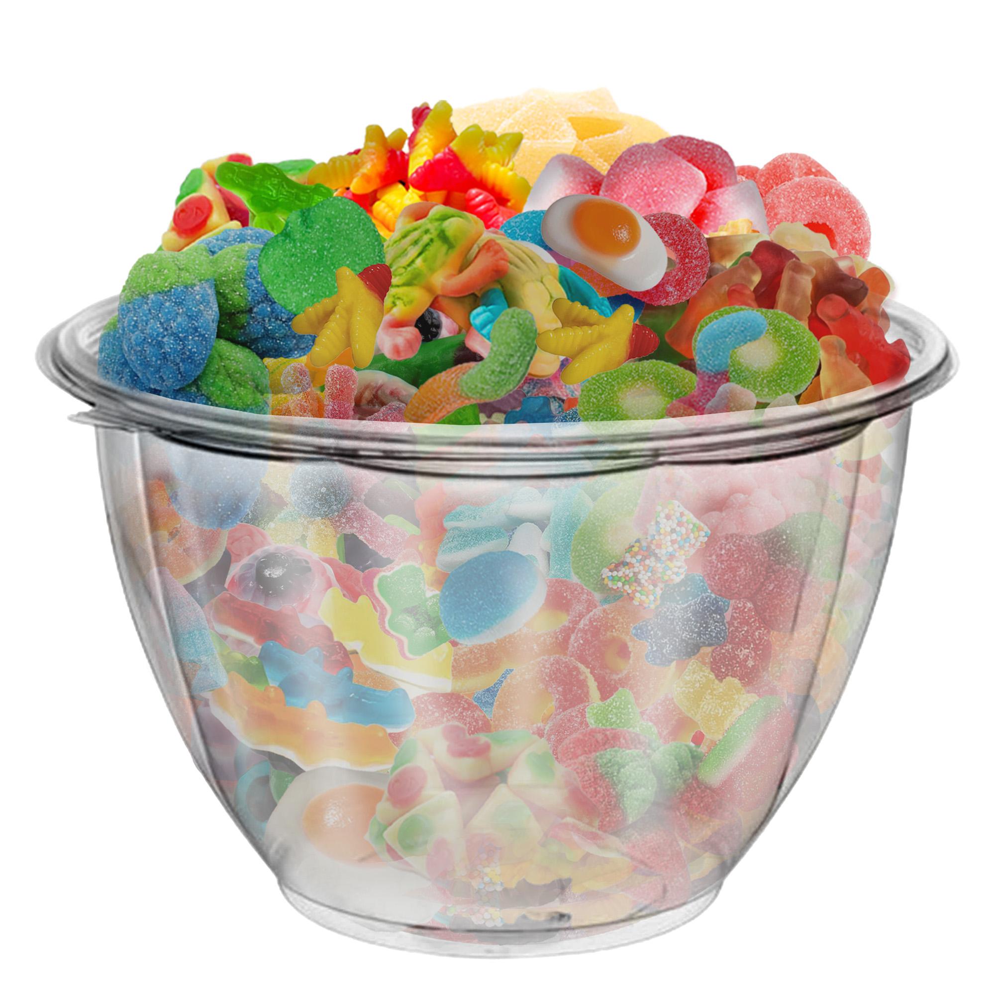 Candy Salad - Colorful Custom Gummy Mix with Topper Powders and Sauces for the Perfect Sweet Treat Fruit Flavored Bonbon