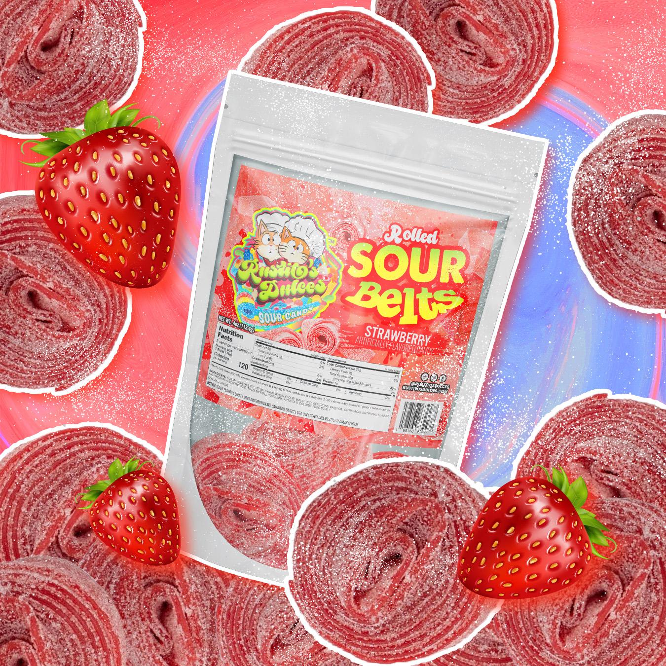 Strawberry Sour Rolled Belts candy belts