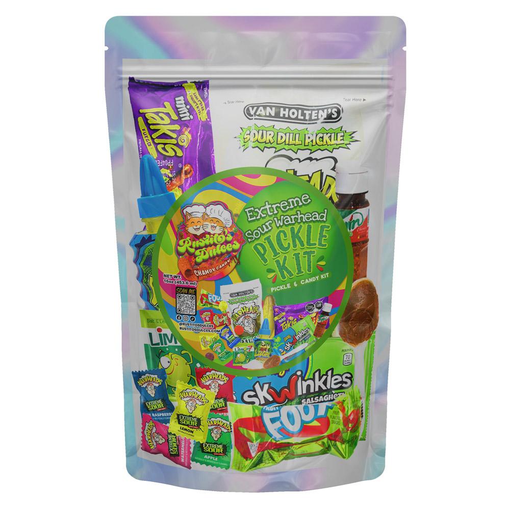Extreme Sour Warhead Pickle Kit - Sour Pickle & Candy Kit to Unleash the Ultimate Sour Challenge!