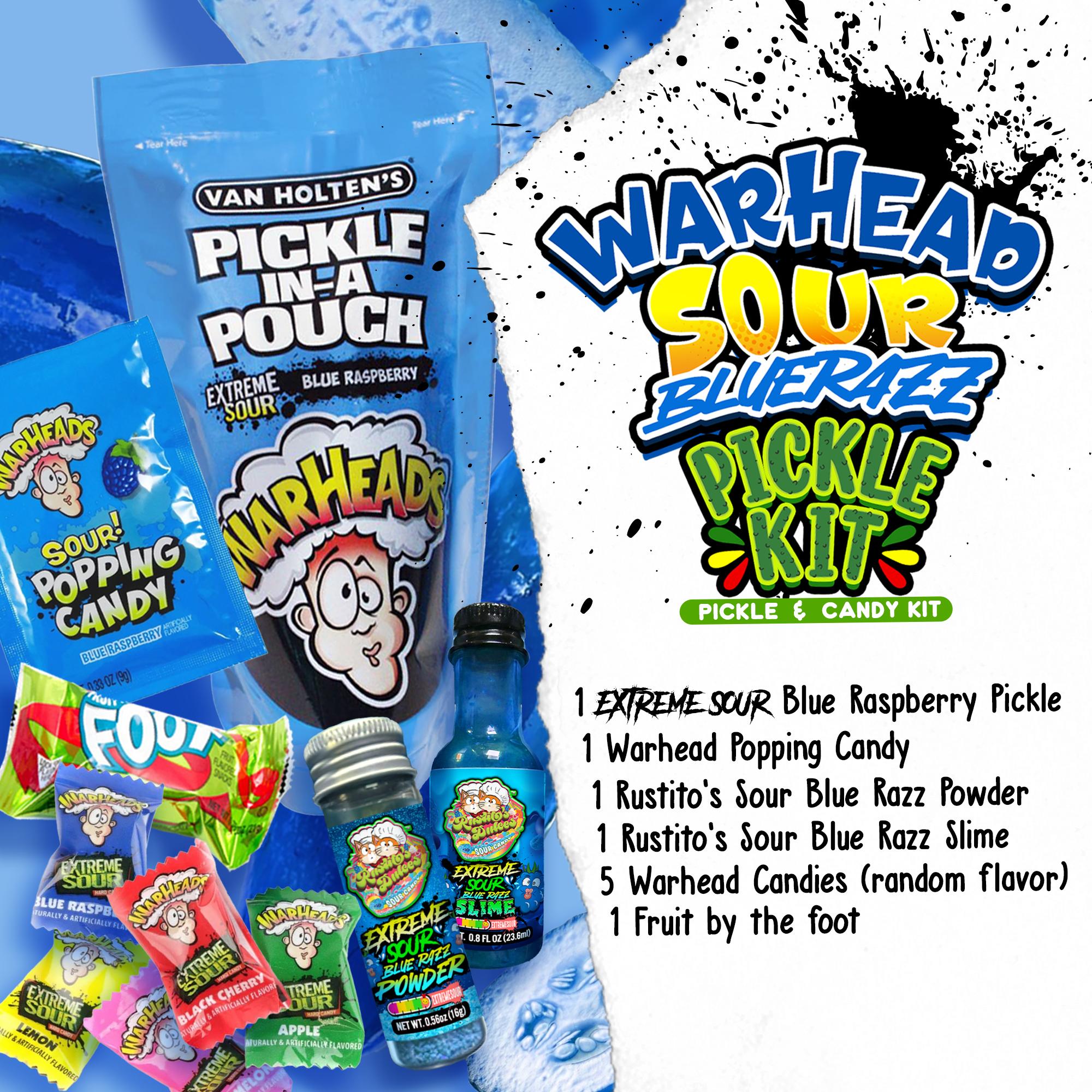 Warhead Sour Blue Razz Pickle Kit - A Unique and Fun Flavor Experience for Sour Candy Lovers