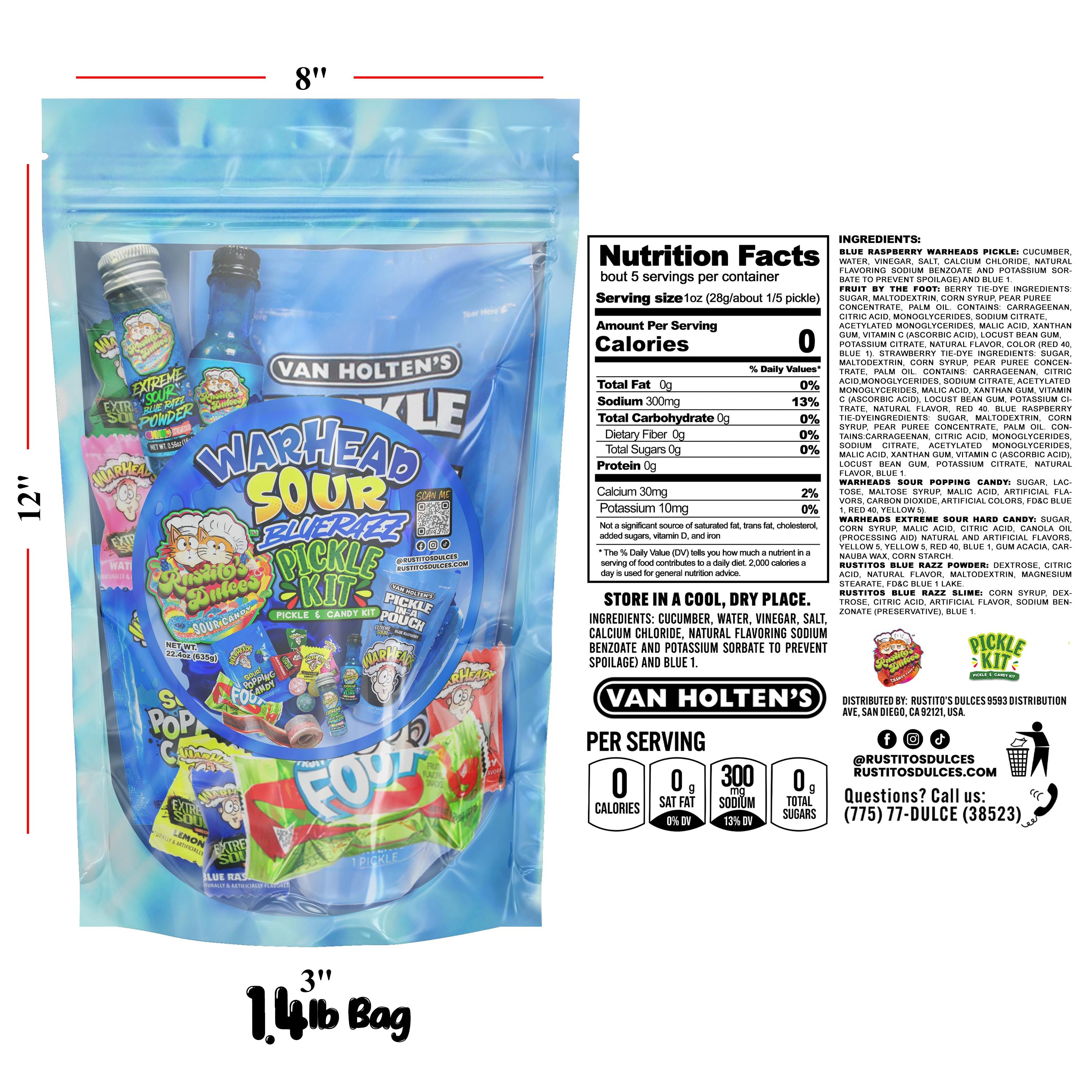 Warhead Sour Blue Razz Pickle Kit - A Unique and Fun Flavor Experience for Sour Candy Lovers