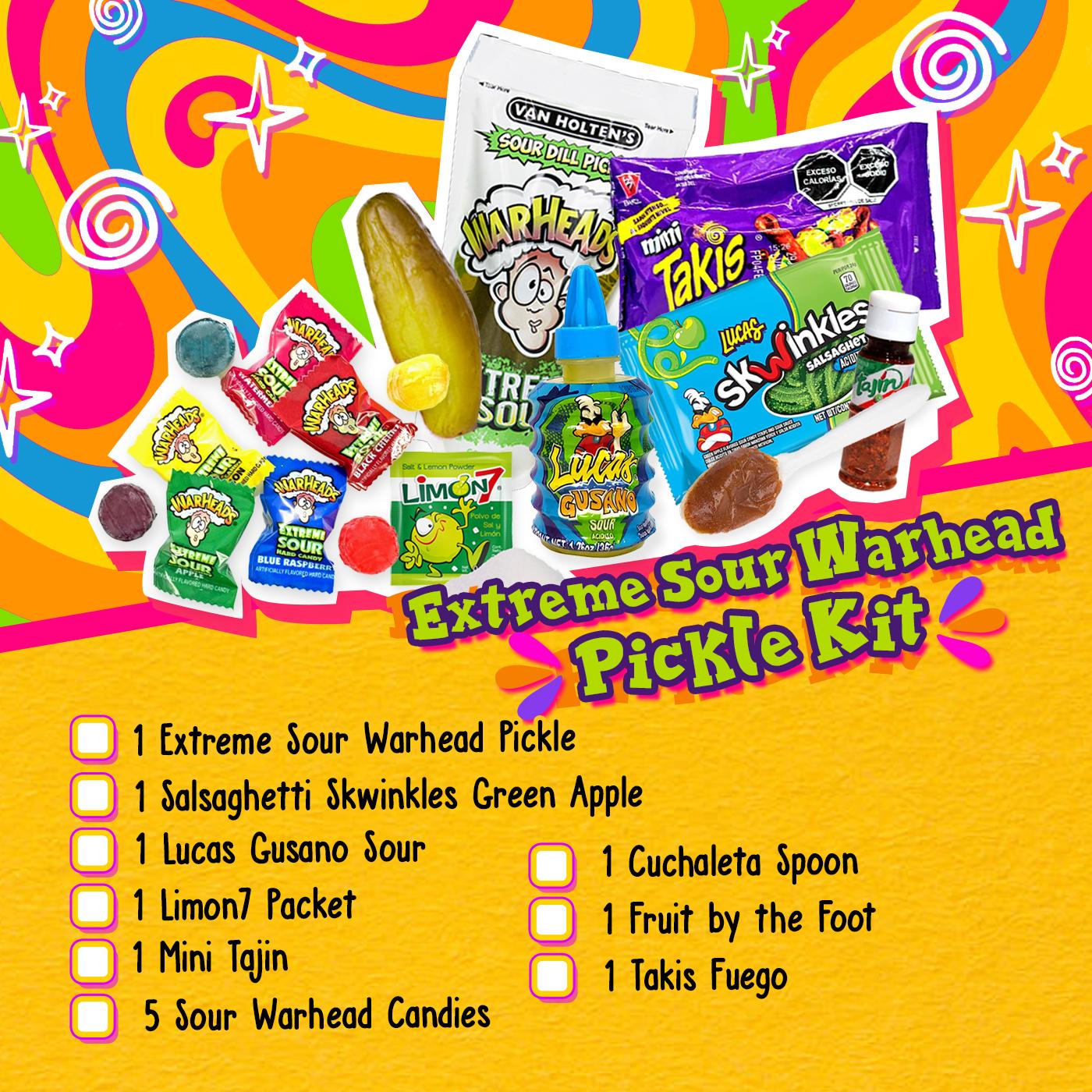Extreme Sour Warhead Pickle Kit - Sour Pickle & Candy Kit to Unleash the Ultimate Sour Challenge!
