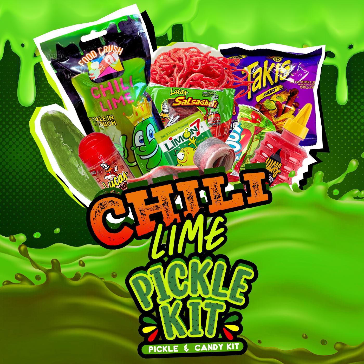 Food Crush Chamoy Pickle Kit - Cotton Candy Sour Blue Razz Grape Traditional Chamoy Mango Tangy Chili Lime