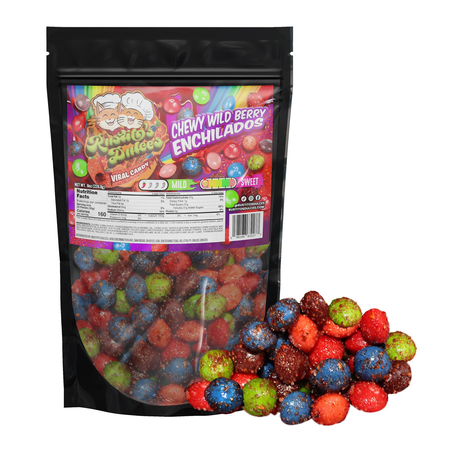 Chewy Wild Berry Enchilados - Chamoy-Coated Candy with Bold Berry Skittles Flavor