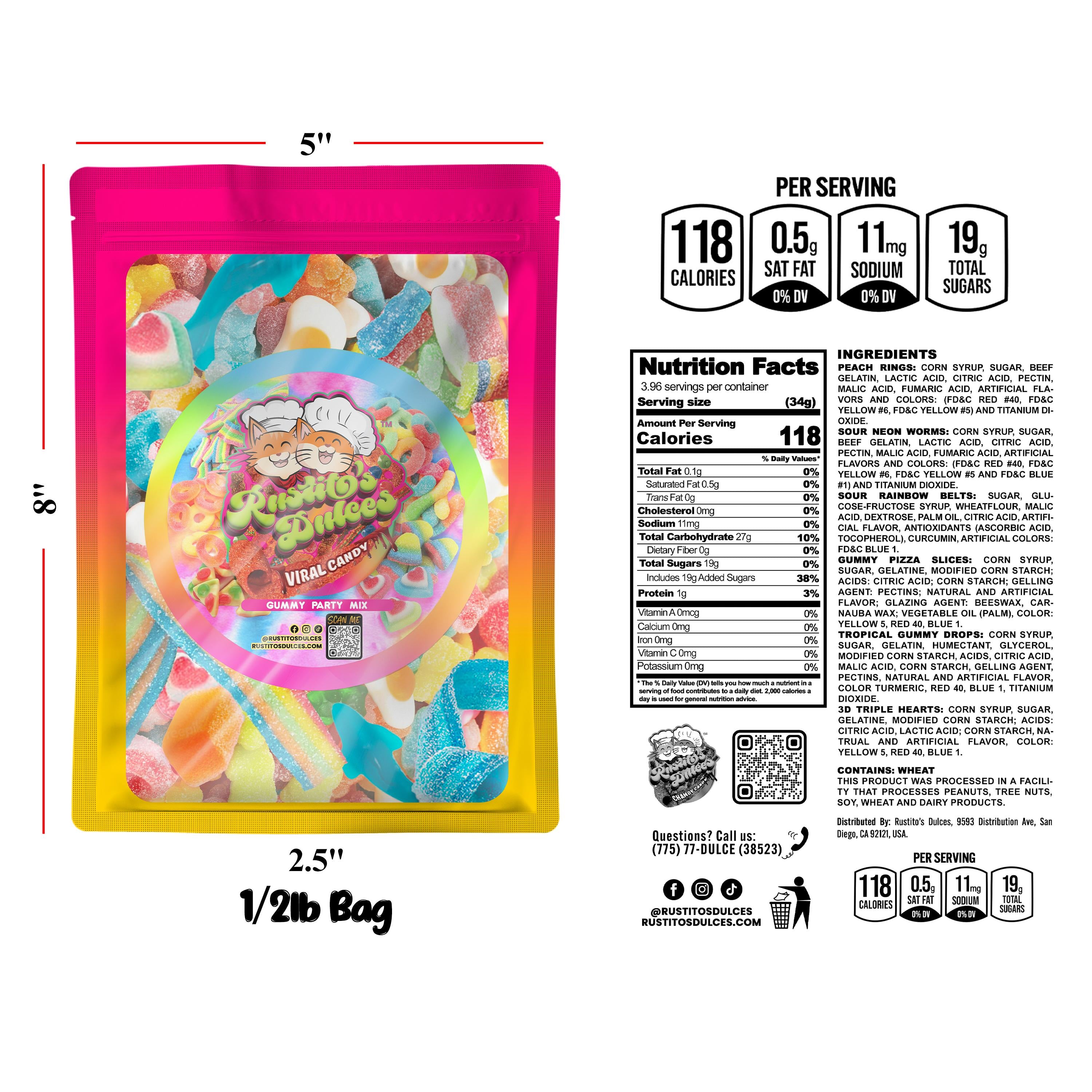 Gummy Party Mix - 6 Favorite Gummies in a Delicious Sweet & Sour Candy Snack Mix