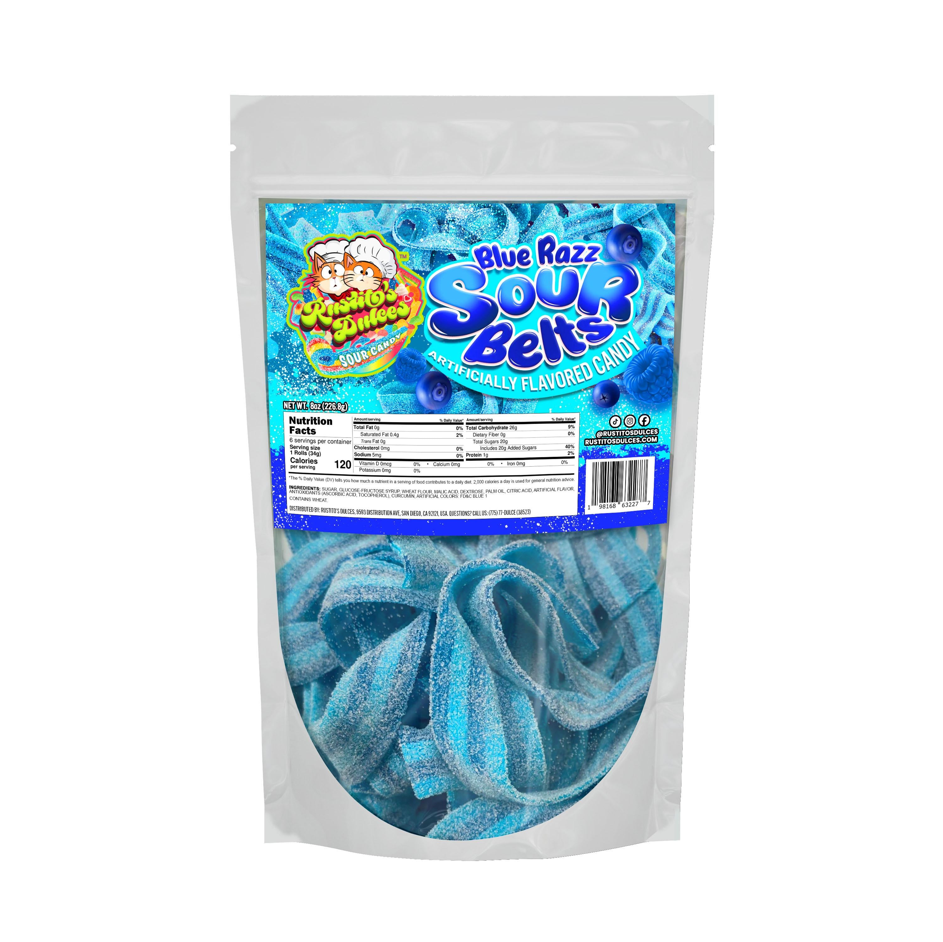 Blue Razz Sour Belts - Irresistibly Tangy Candy Treats for Sweet Tooth Cravings