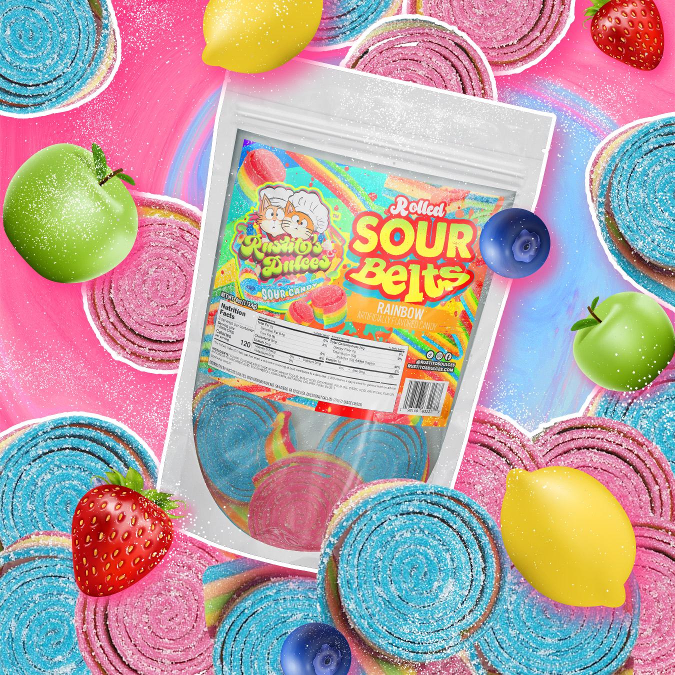 Rolled Rainbow Sour Belts