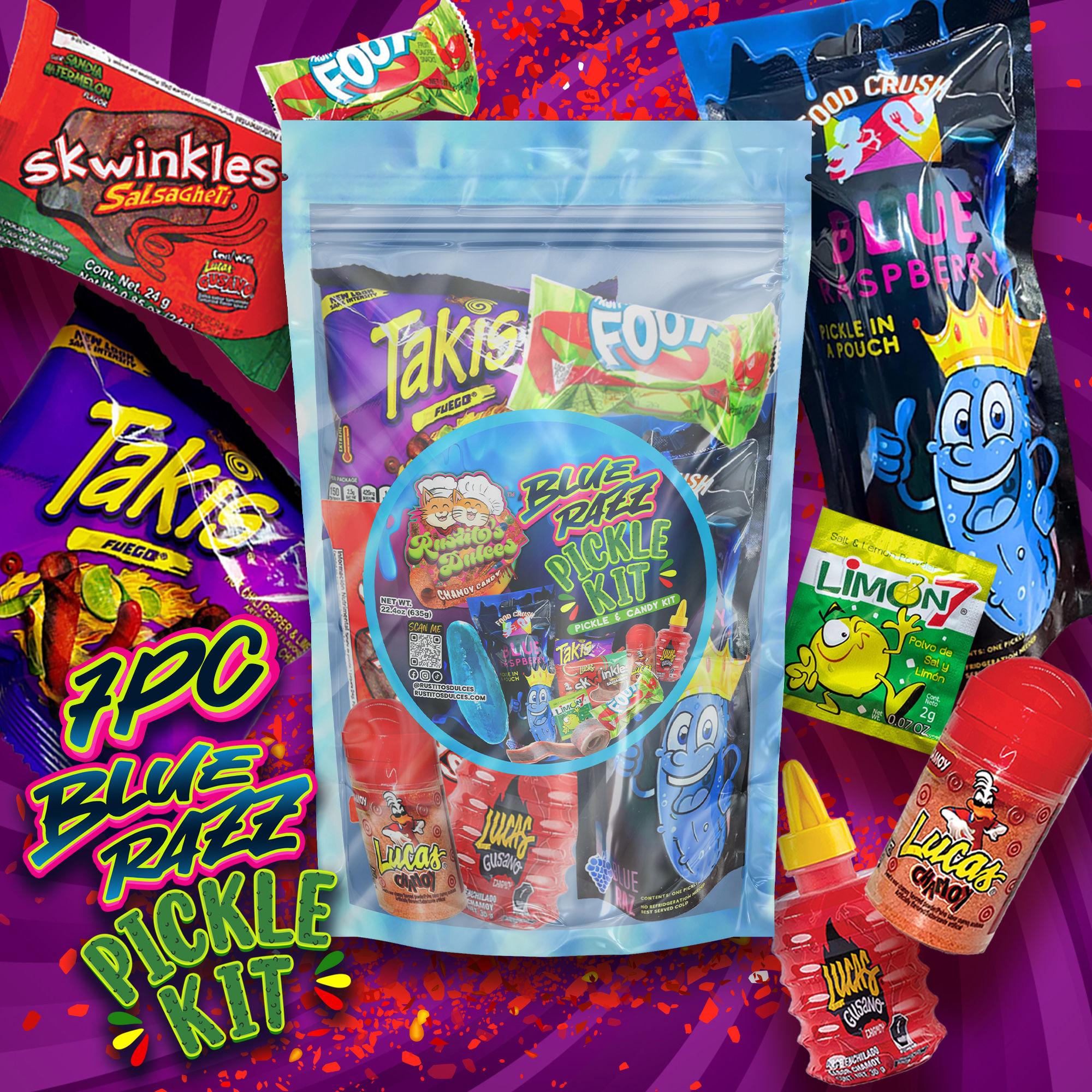 Blue Razz Pickle Kit - 7pc Sweet & Sour Blue Raspberry Pickle Snack Experience