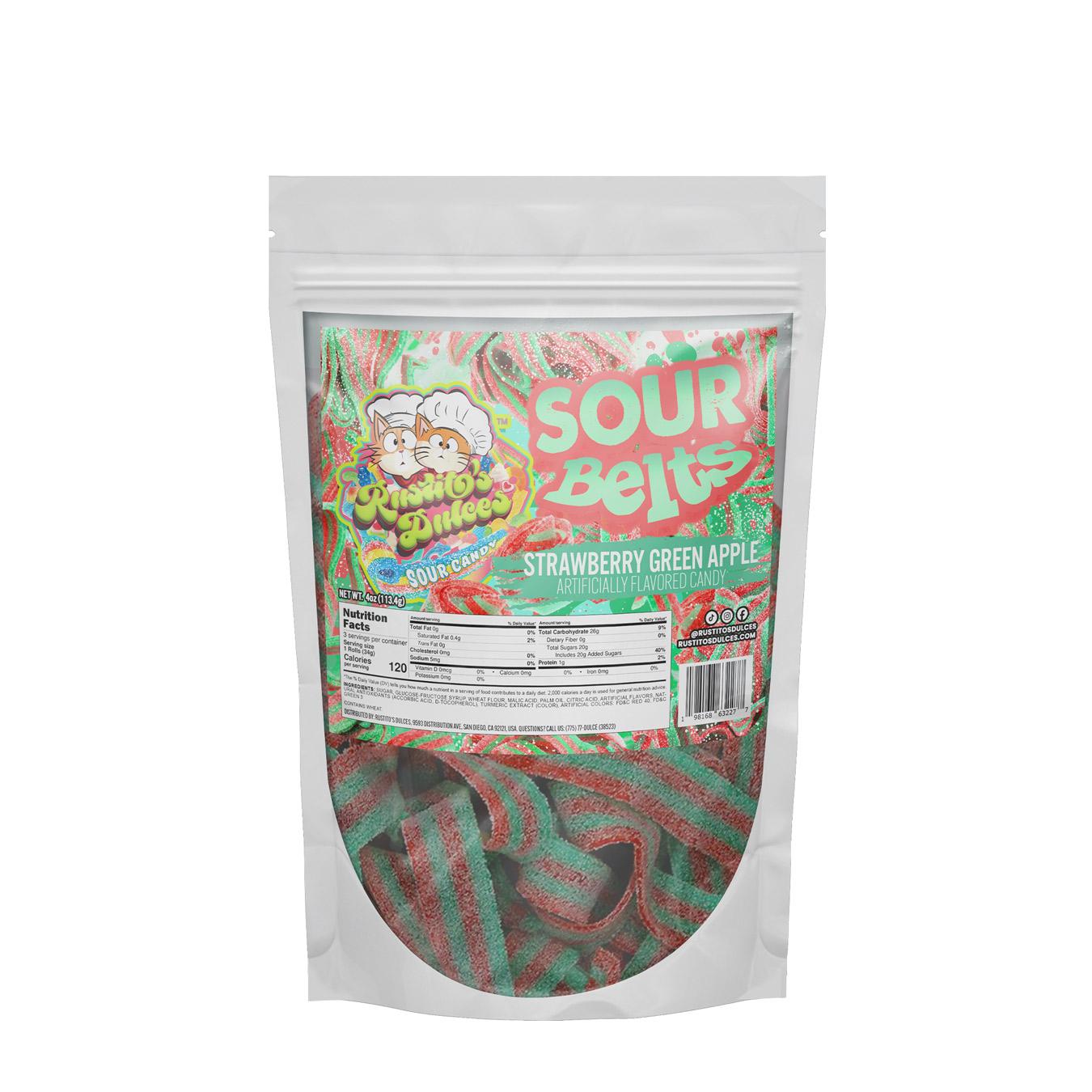 Strawberry Green Apple Sour Belts - A Fruity Fusion of Sweetness and Tanginess