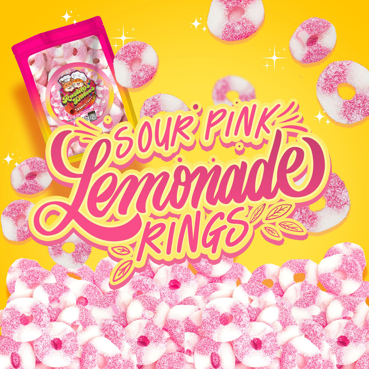 Sprouts Lemonade Rings Sour Pink Lemonade Rings - Irresistibly Chewy Gummy Treats for Sweet a ...