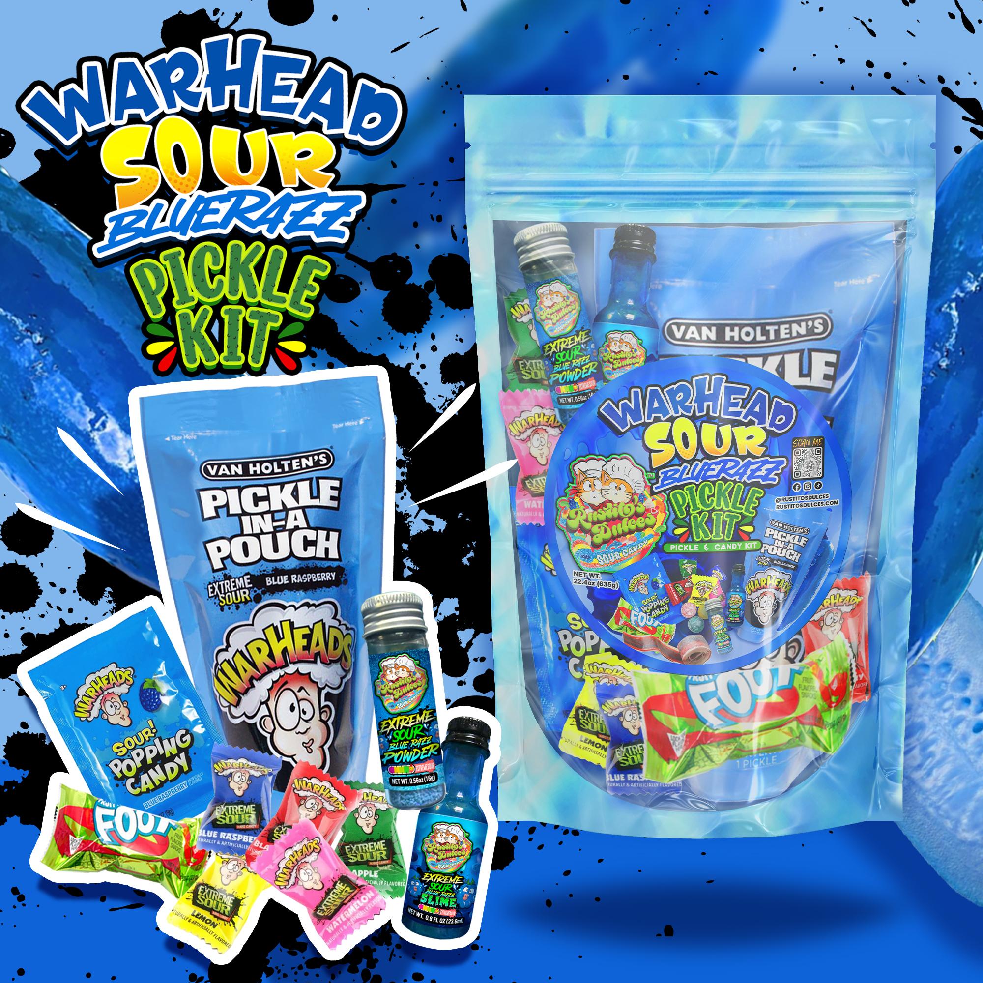 Warhead Sour Blue Razz Pickle Kit - A Unique and Fun Flavor Experience for Sour Candy Lovers