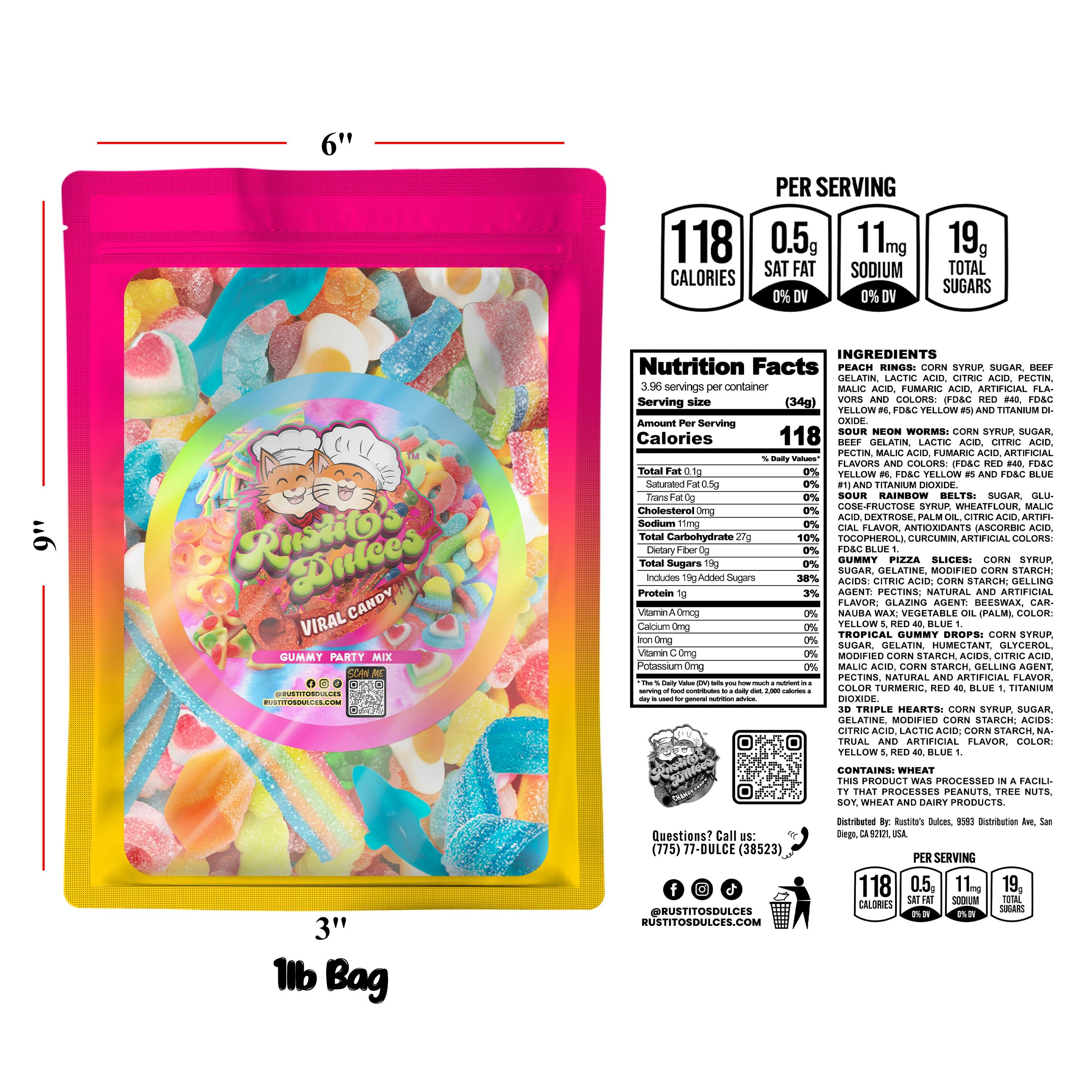 Gummy Party Mix - 6 Favorite Gummies in a Delicious Sweet & Sour Candy Snack Mix