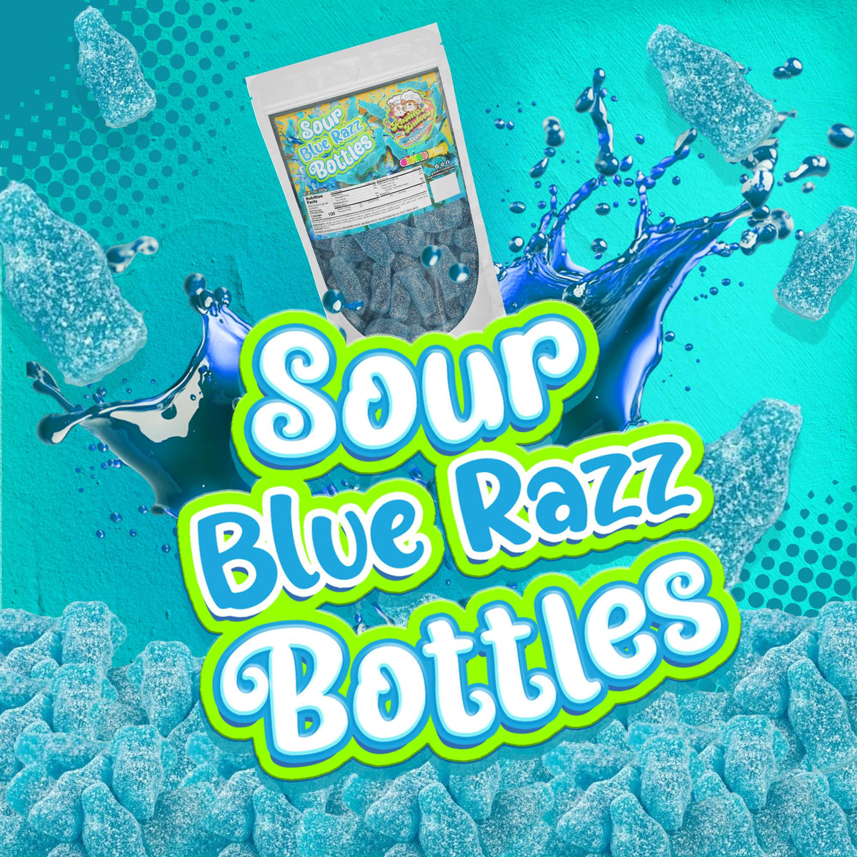 Blue Raspberry Sour Razzles Sour Blue Razz Bottles - Fruity, Tart, and Chewy Goodness! – Rustito's ...