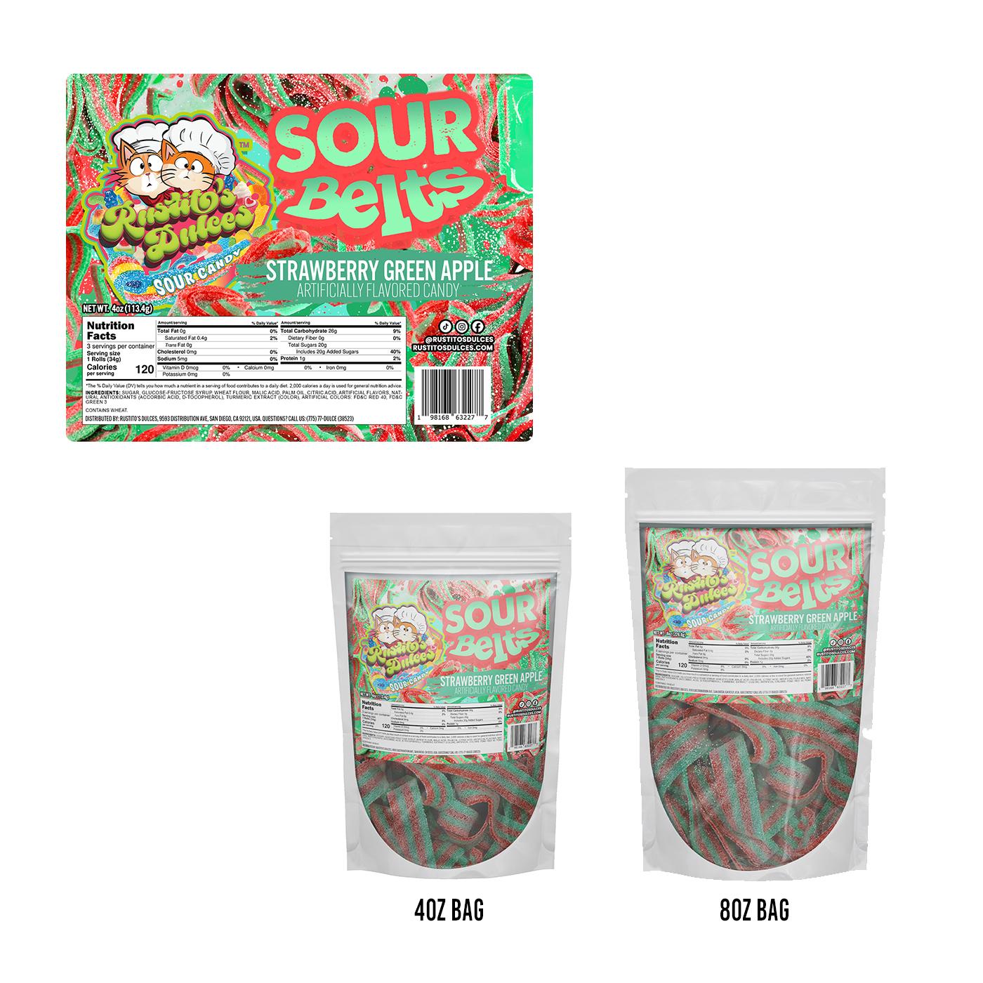 Strawberry Green Apple Sour Belts - A Fruity Fusion of Sweetness and Tanginess