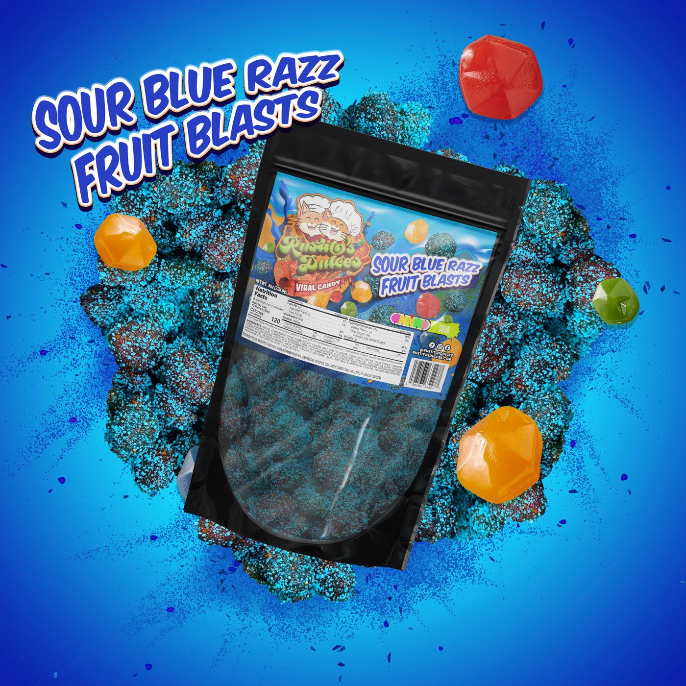 Sour Blue Razz Fruit Blasts Gushers Enchilados Viral Tangy, Sweet, Sour and Irresistibly Delicious Treats Gummy Candy Snack