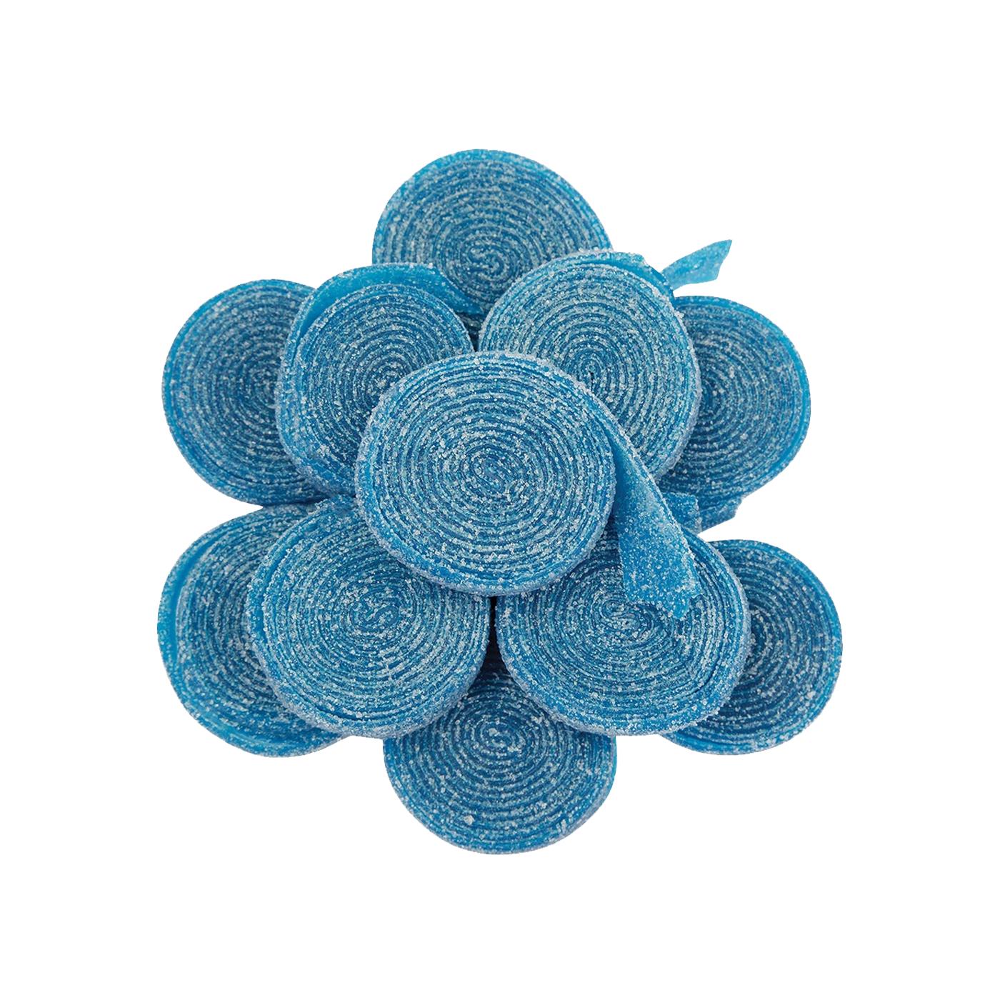 Sour Blue Razz Rolled Belts - Tangy Sour Blast, Smooth and Fruity Blue Razz Candy Chewy Sweet Snack