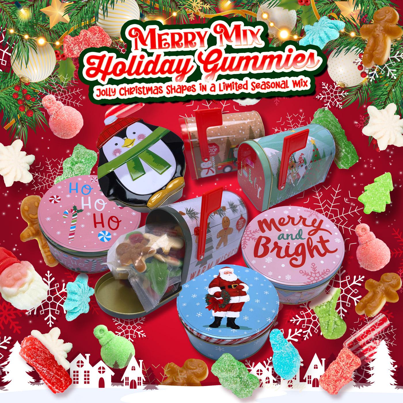 Merry Mix Holiday Gummies - Festive Christmas Shapes in Limited Seasonal Tin