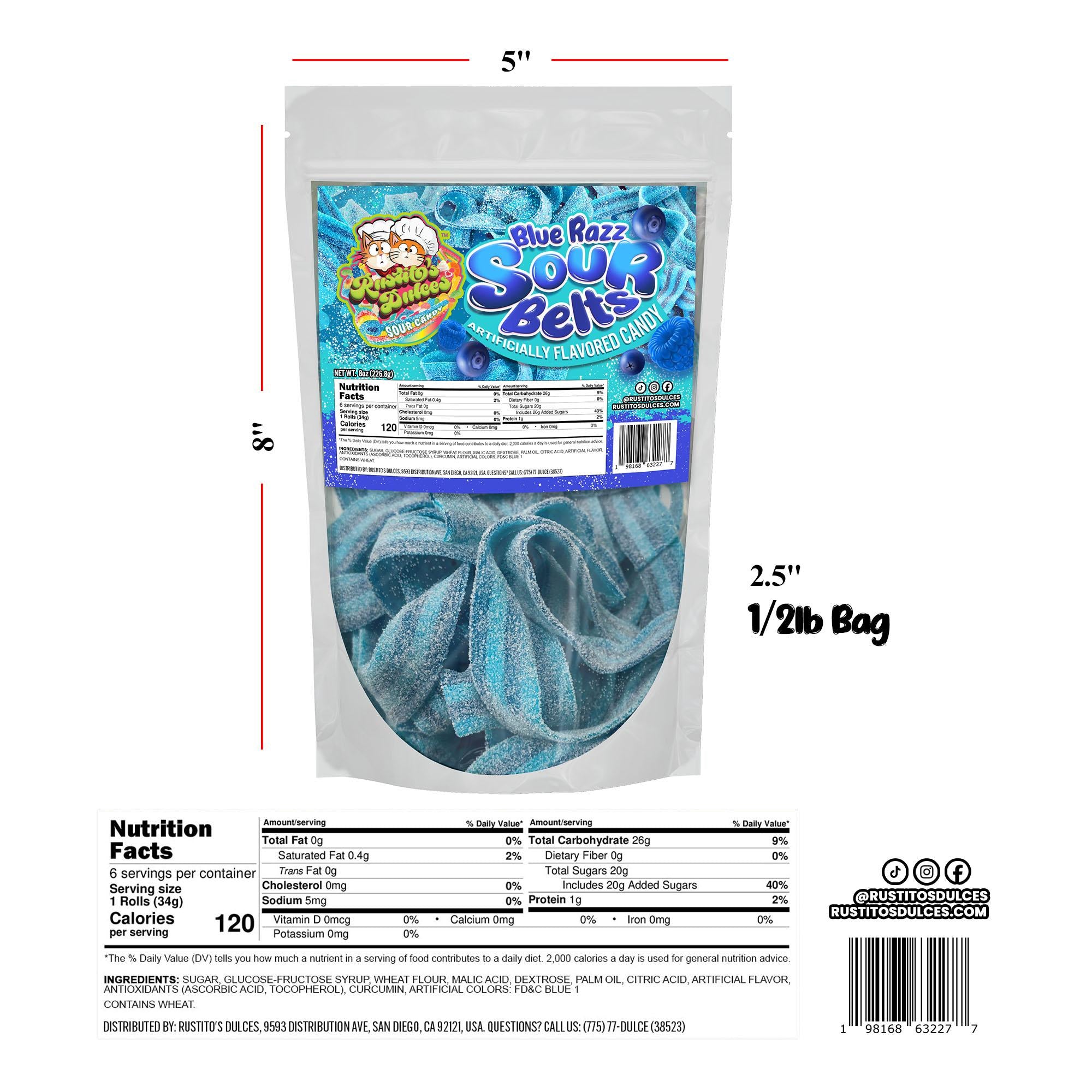 Blue Razz Sour Belts - Irresistibly Tangy Candy Treats for Sweet Tooth Cravings