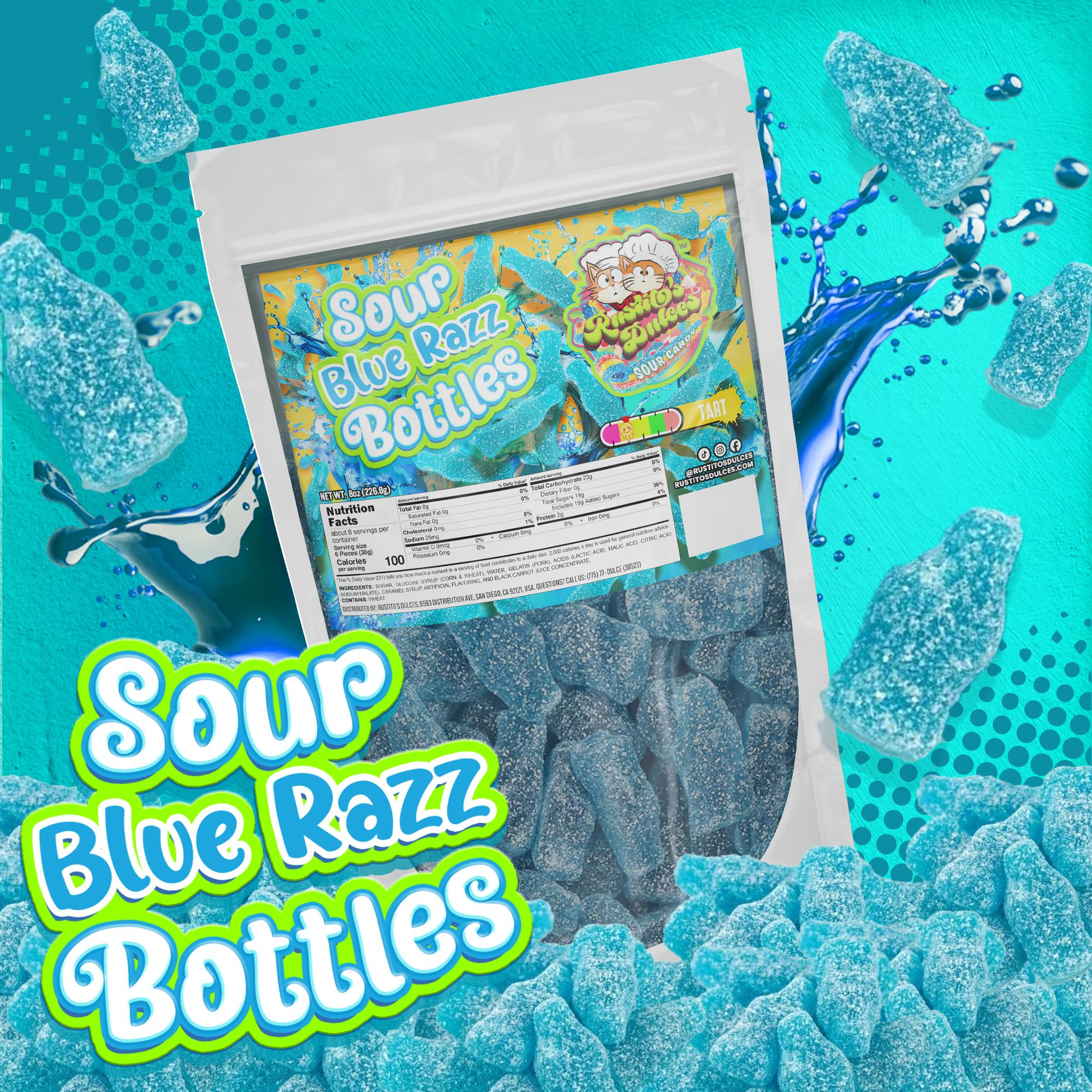 Sour Blue Razz Bottles -  Fruity, Tart, and Chewy Goodness!
