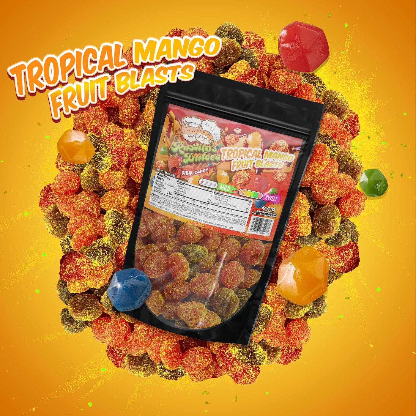 Tropical Mango Fruit Blasts Enchilados - Sweet & Spicy Treats for a Flavorful Fiesta Snack Candy