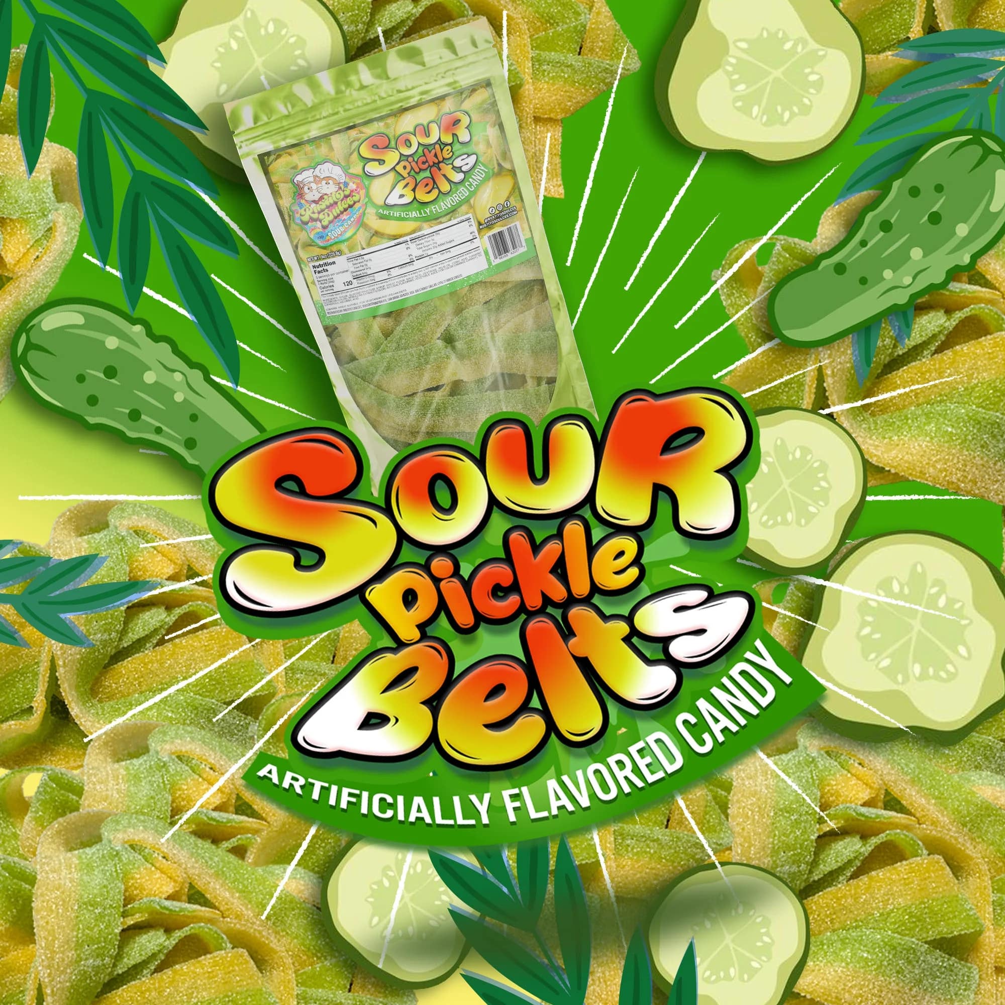 Sour Pickle Belts - The Ultimate Tangy Candy Obsession for Pickle Lovers Chewy Flavor Snack