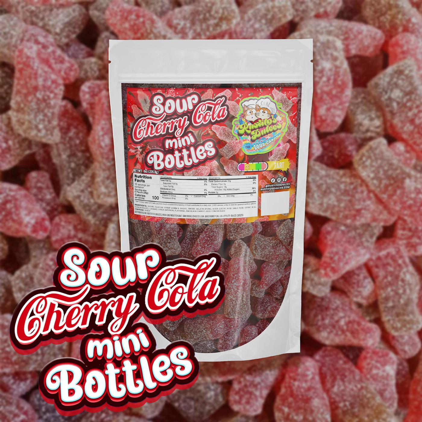 Sour Cherry Cola Mini Bottles - a blast of juicy cherry tartness!