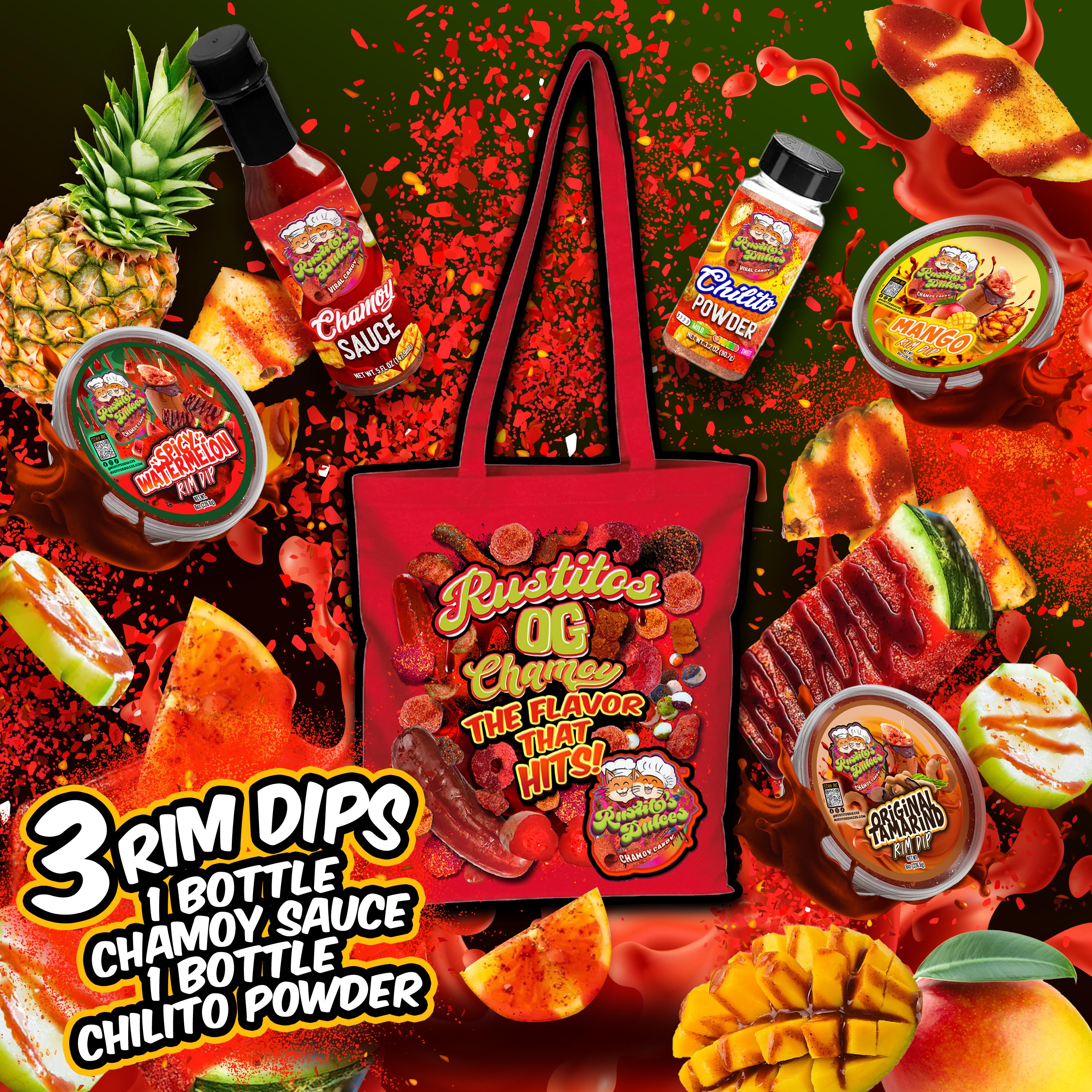 OG Chamoy Pack - Ultimate Chamoy Lover’s Bundle with Rim Dips, Chamoy Sauce, and Chilito Powder