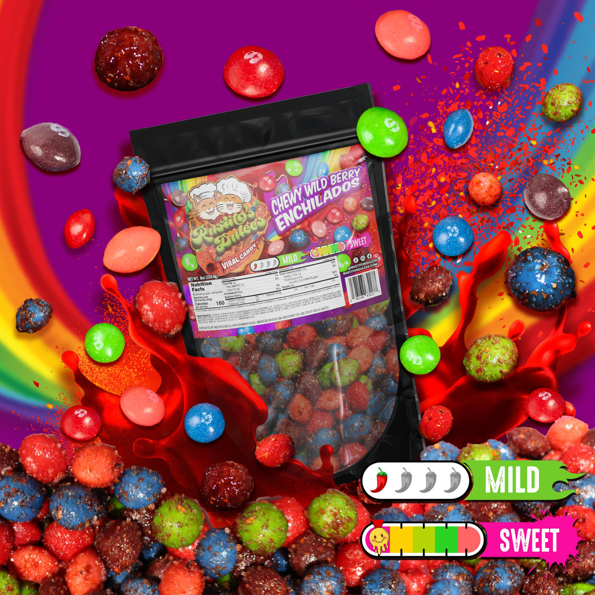 Shilo Candy Chewy Wild Berry Enchilados - Chamoy-Coated Candy with Bold Berry Skit ...