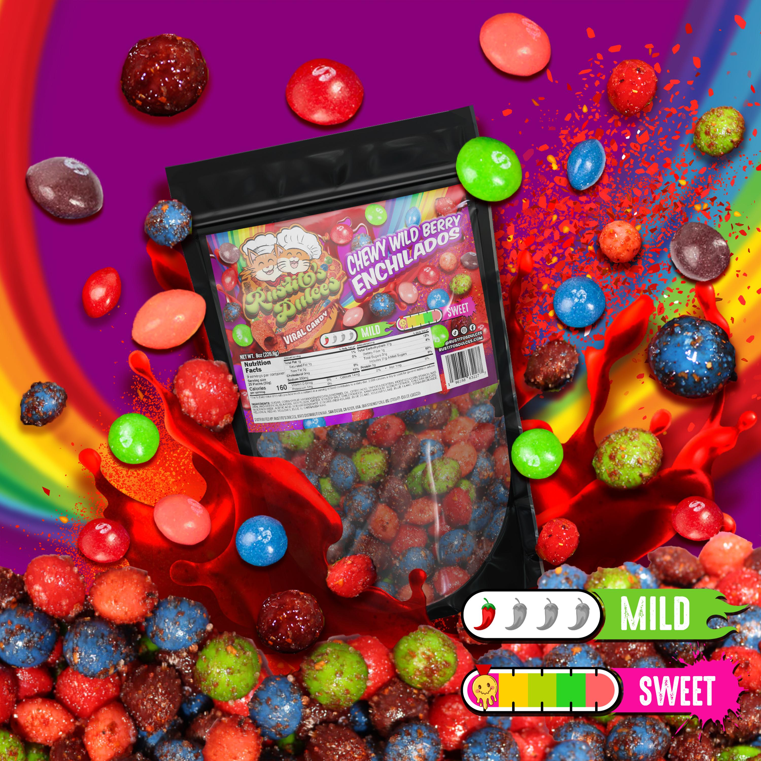 Chewy Wild Berry Enchilados - Chamoy-Coated Candy with Bold Berry Skittles Flavor