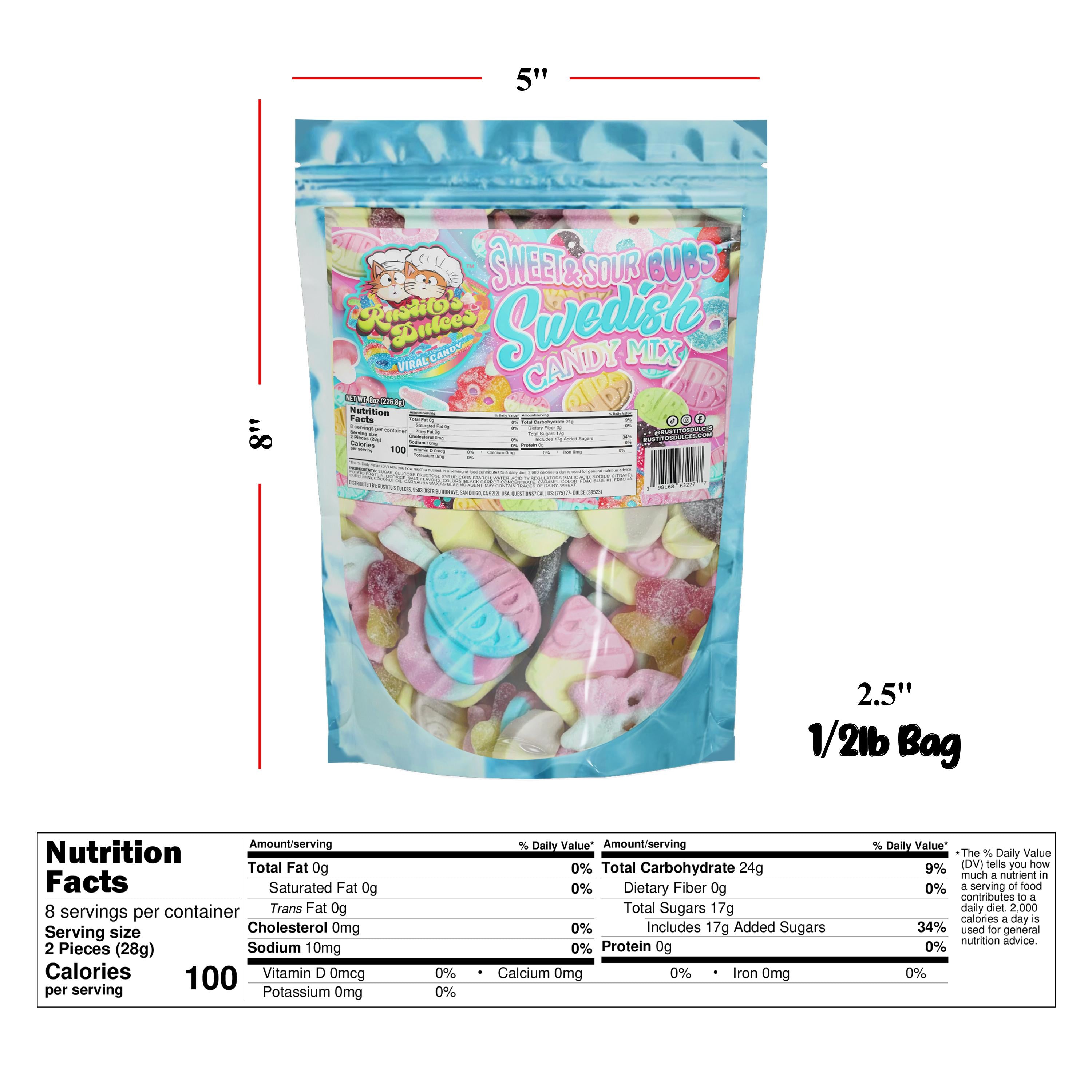 Bubs Swedish Candy Mix - Sweet, Sour, or Both for a Delicious Treat with Less Sugar and More Flavor Snack