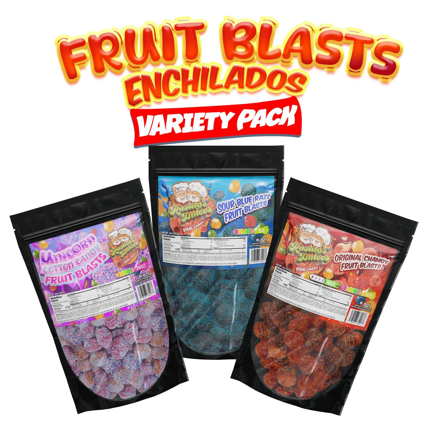 3-Flavor Variety Pack Fruit Blasts Enchilados - Sweet & Spicy Treats for Every Craving Snack Candy