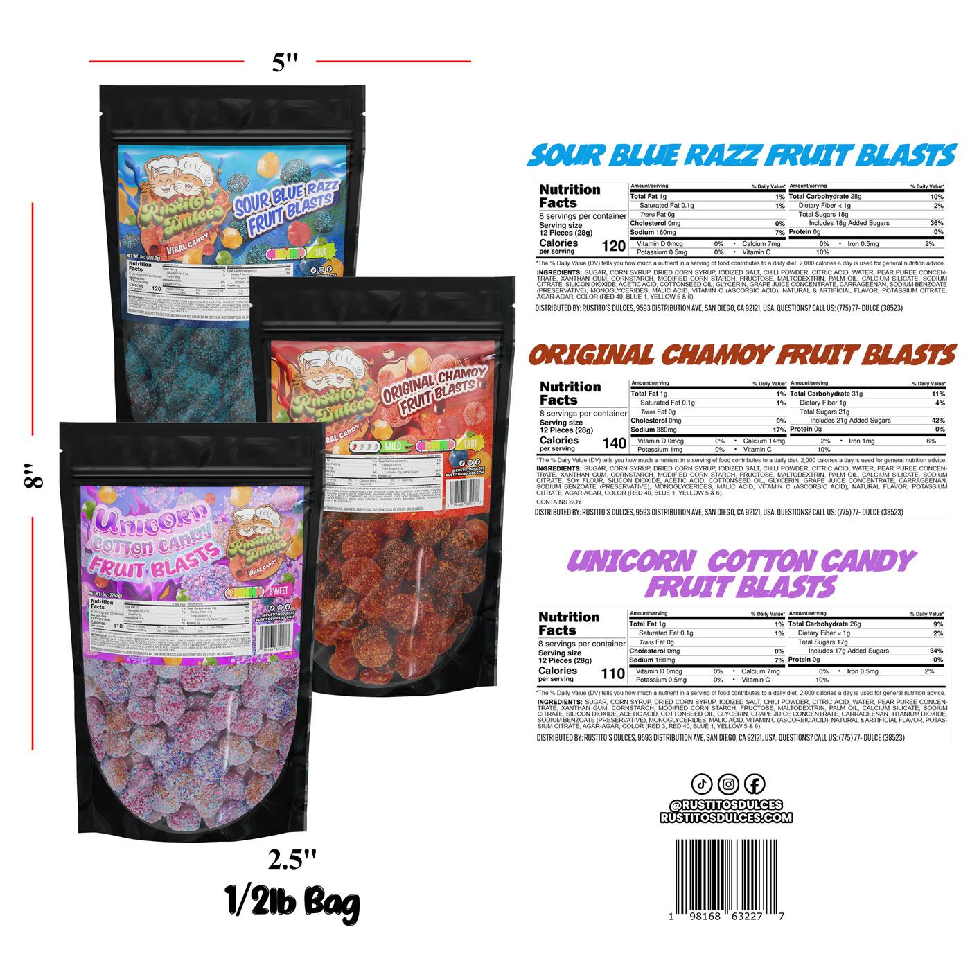 3-Flavor Variety Pack Fruit Blasts Enchilados - Sweet & Spicy Treats for Every Craving Snack Candy