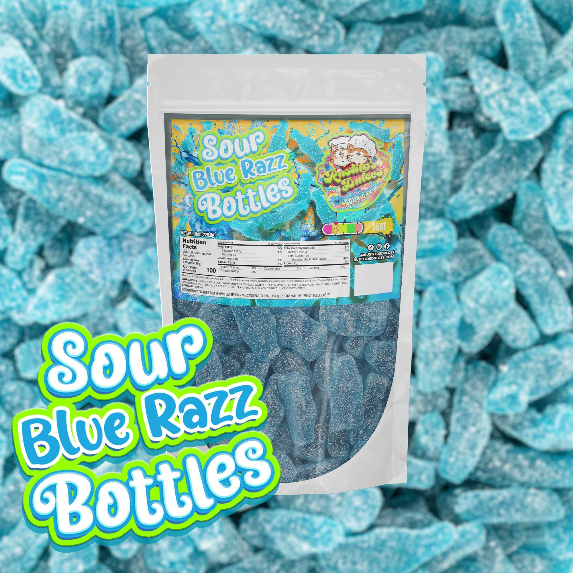 Sour Blue Razz Bottles -  Fruity, Tart, and Chewy Goodness!