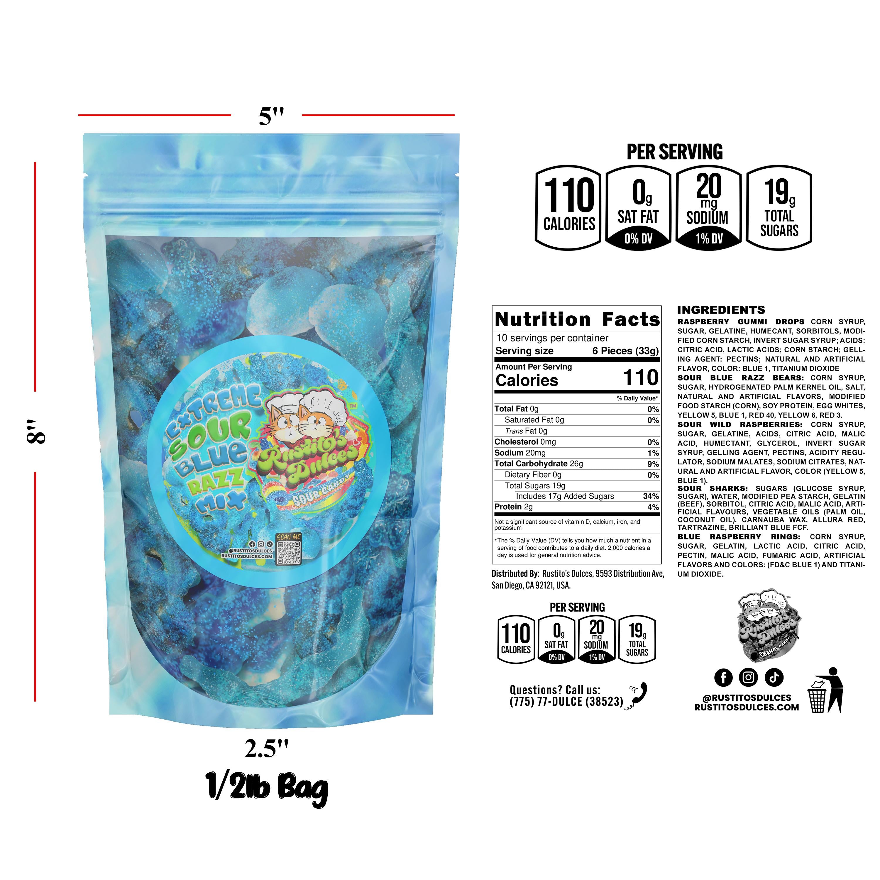 Extreme Sour Blue Razz Gummy Mix - Bold, Blue, and Brutally Delicious Gummy Mix Candy Snack
