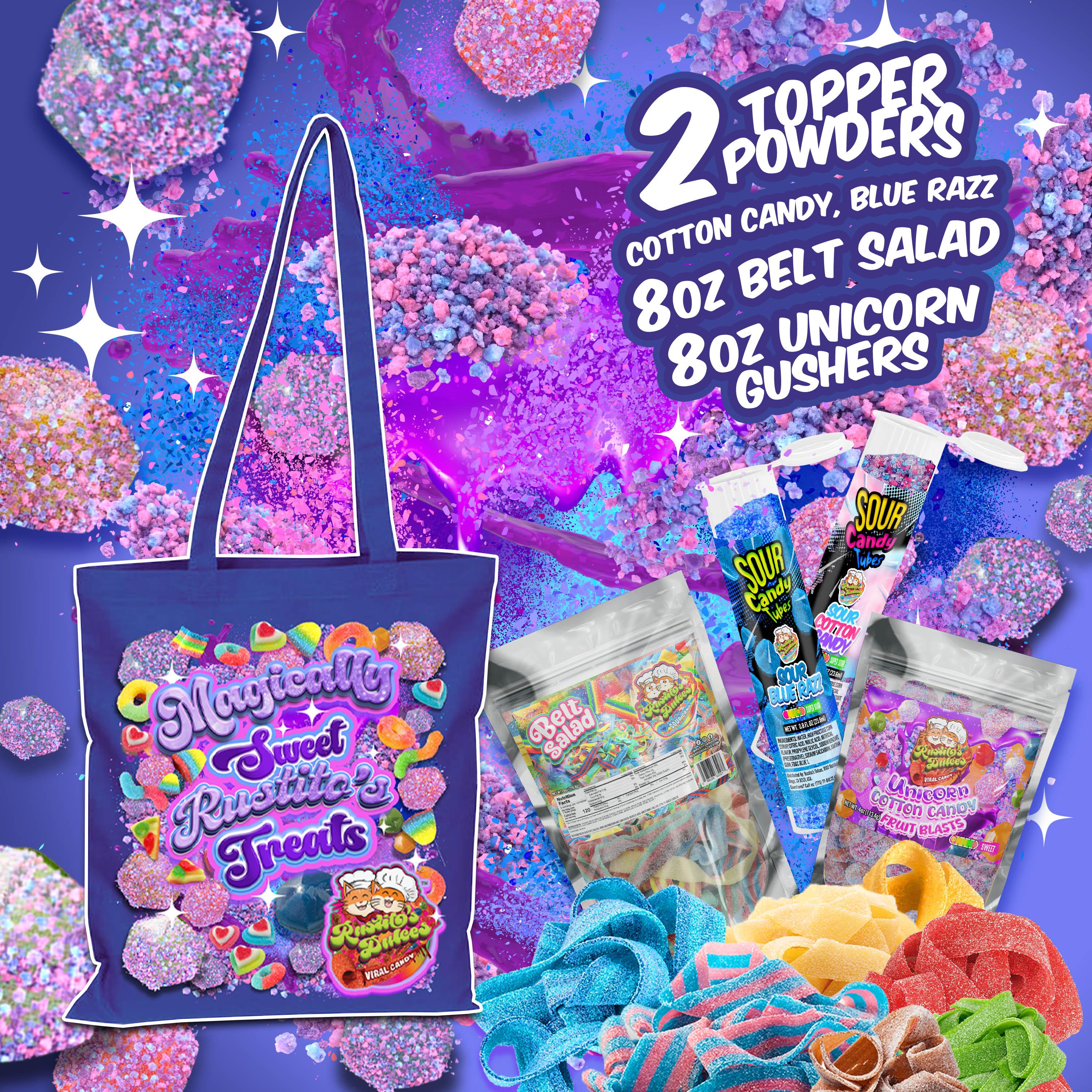 Magically Sweet - Unicorn Cotton Candy Lover’s Bundle with Blue Razz Powder & a Sour Belt Salad