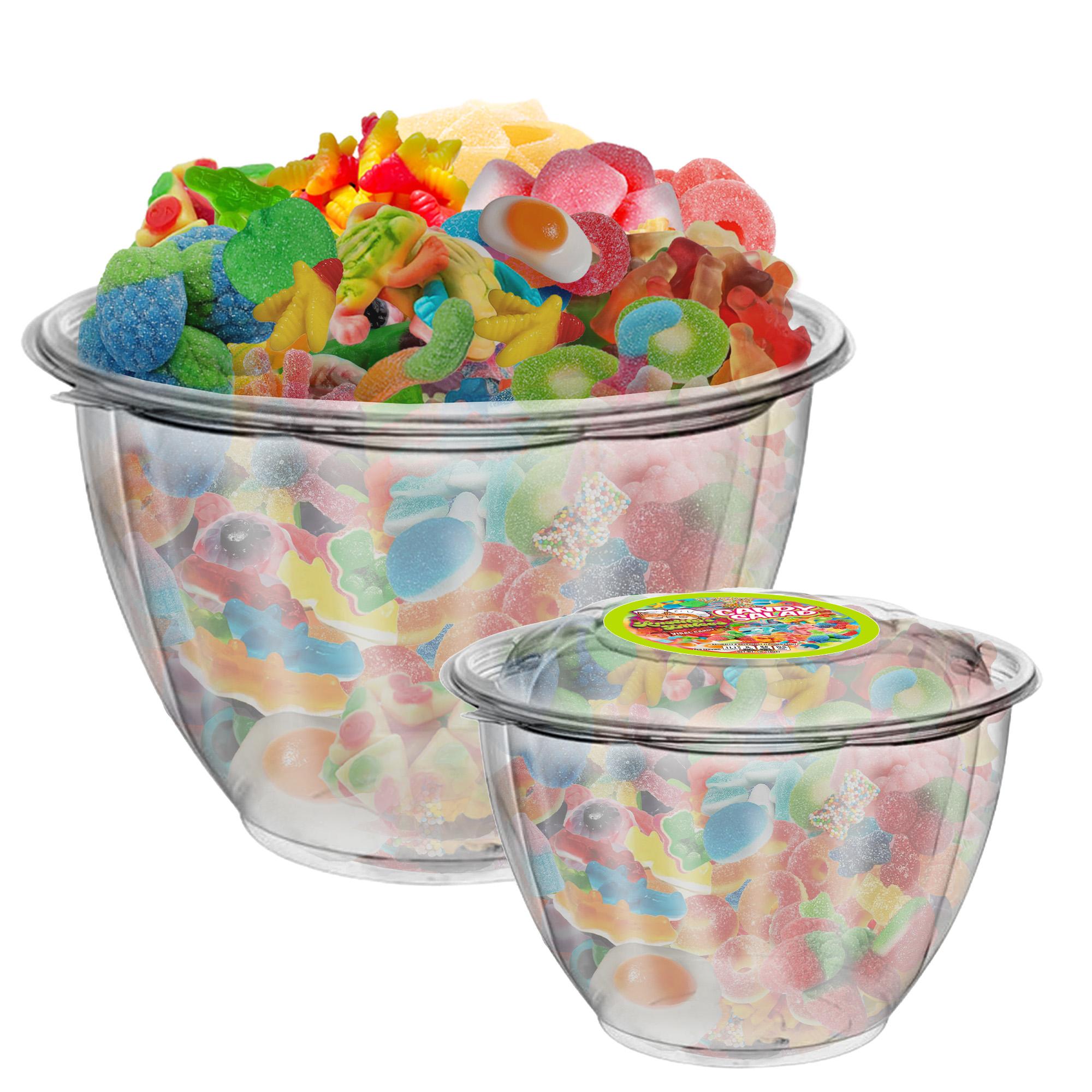 Candy Salad - Colorful Custom Gummy Mix with Topper Powders and Sauces for the Perfect Sweet Treat Fruit Flavored Bonbon