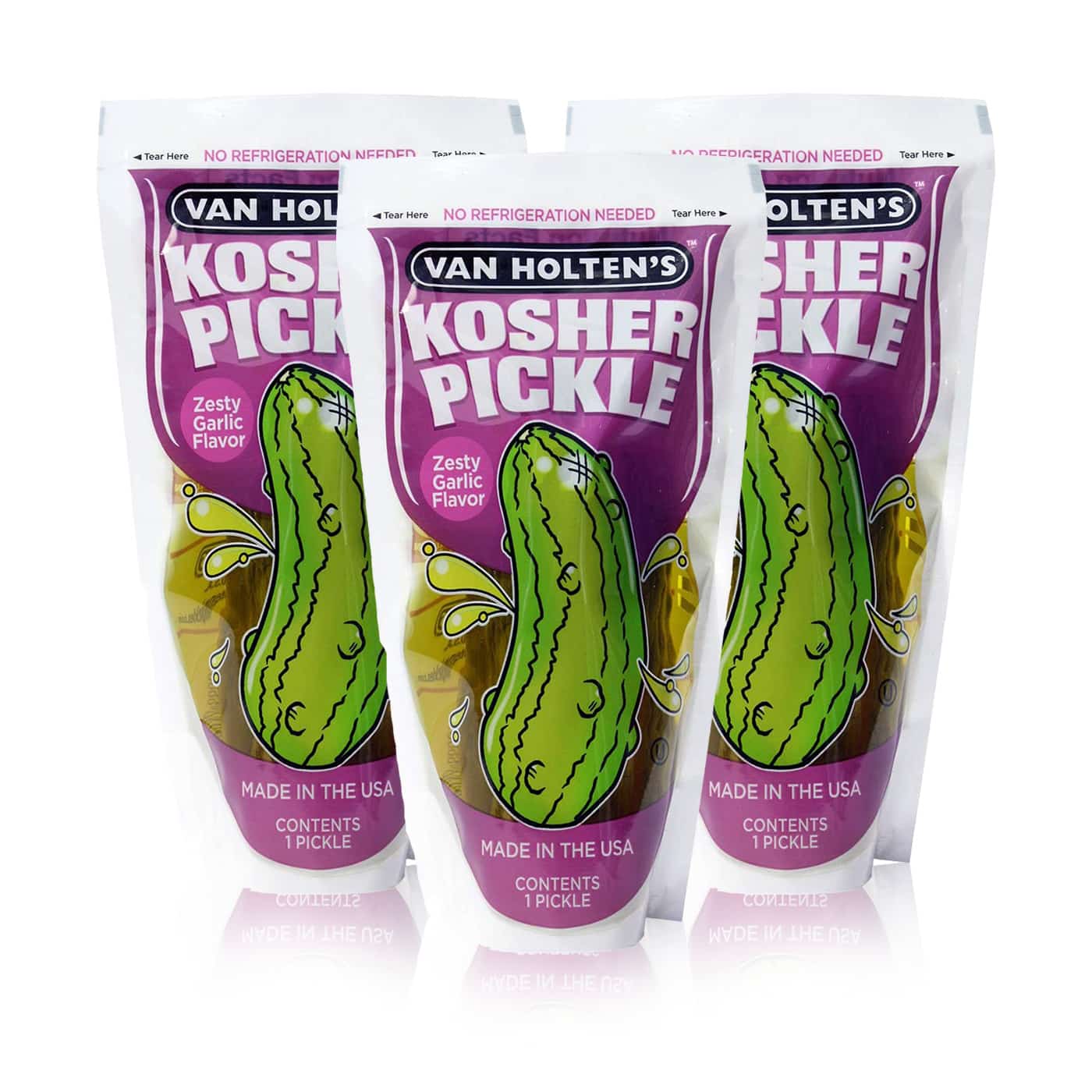 Van Holten's Large Kosher Garlic Pickle - Zesty Flavor Food Instant, No Refrigeration Needed, Made in the USA - Natural