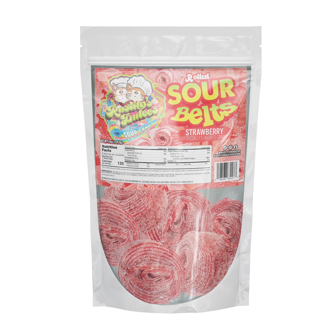 Strawberry Sour Rolled Belts candy belts