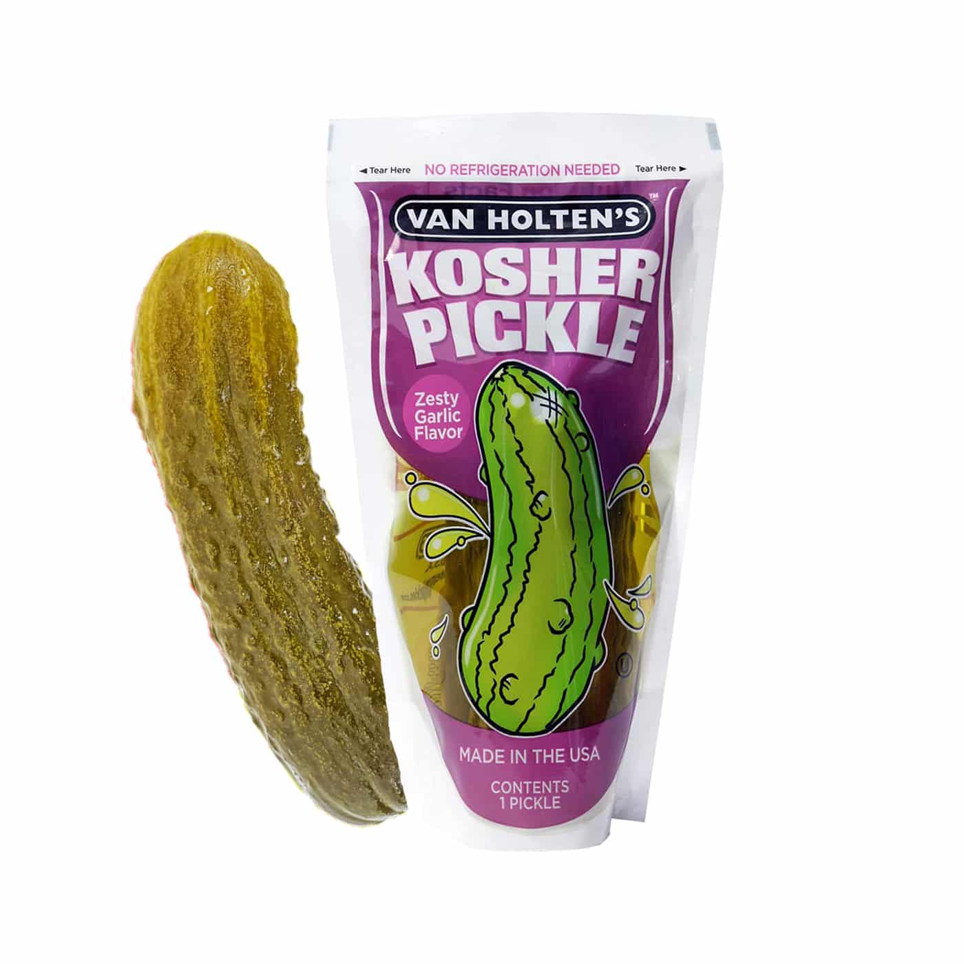 Van Holten's Large Kosher Garlic Pickle - Zesty Flavor Food Instant, No Refrigeration Needed, Made in the USA - Natural
